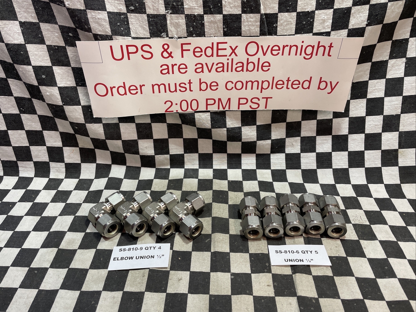 SWAGELOK SS-810-6, SS-810-9, UNION ELBOW 1/2″, LOT OF 9 SHIPSAMEDAY#1637F16