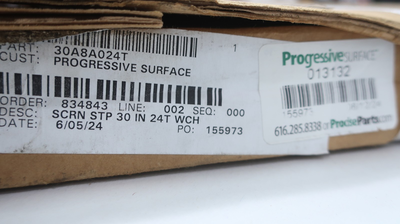 Sweco 30A8A024T Stainless 30in Screen 24t Wch