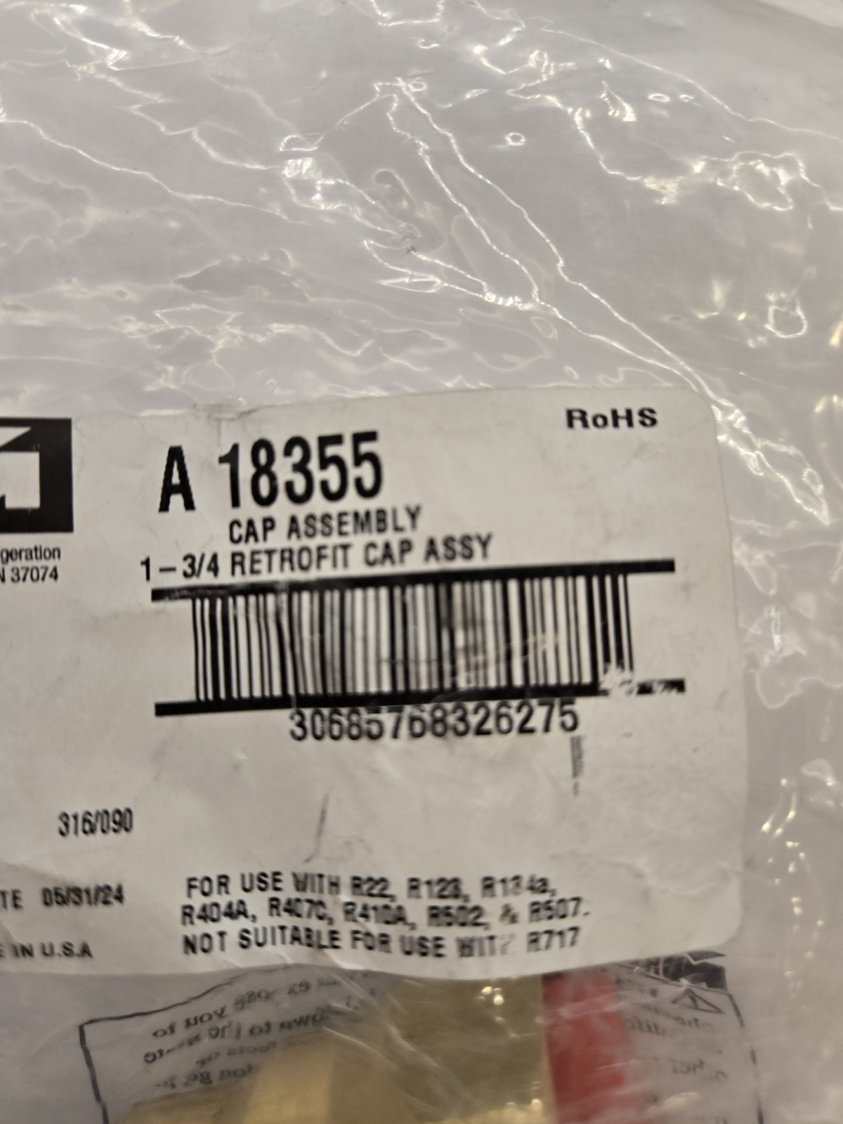 Mueller Industries A18355 Retrofit Cap Assembly Durable Brass