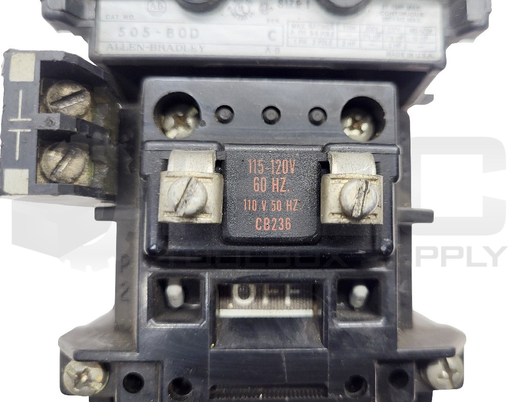 ALLEN BRADLEY 505-BOD /C STARTER W/ CB236 COIL W/ 42185-800-01 W/ 595-A /B