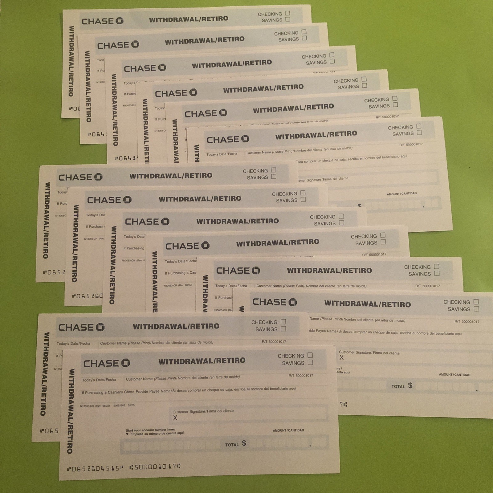 14 CHASE Bank Withdrawal Slips, Banking Supplies, Cash from Checking or Savings