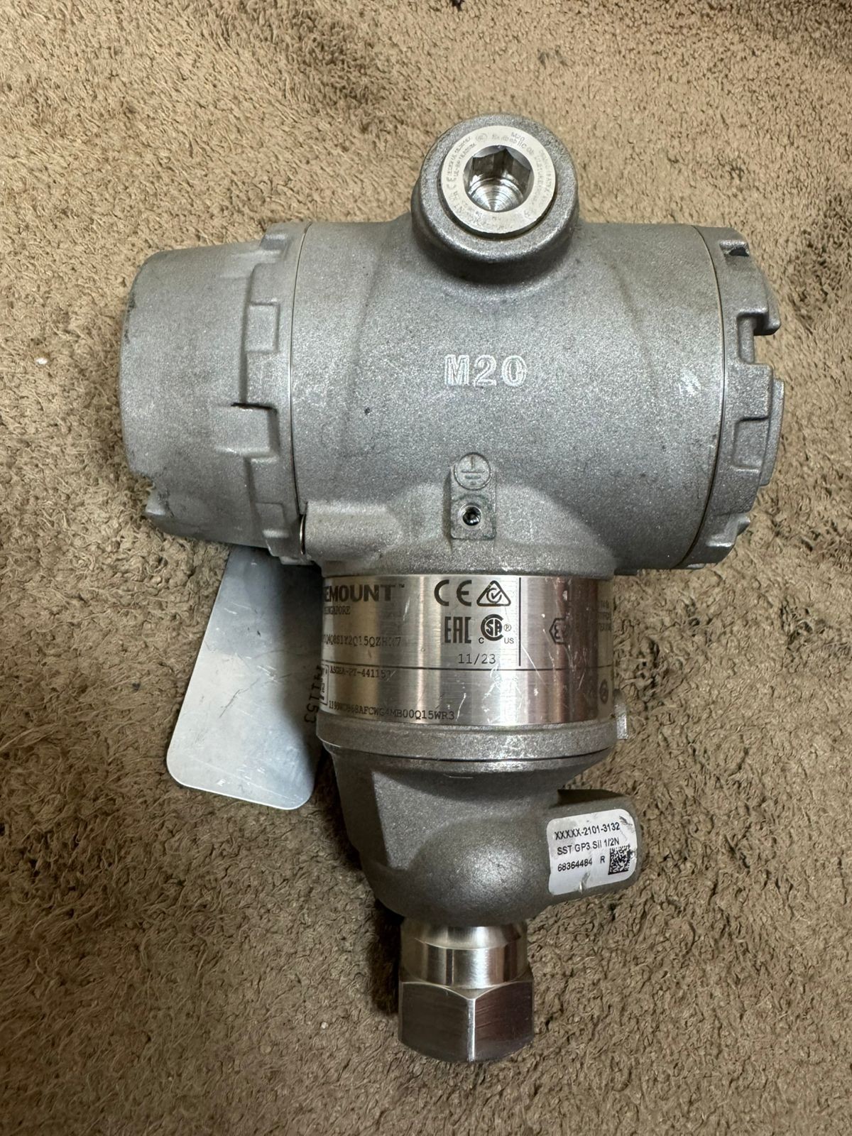 Rosemount / Pressure Transmitter / 3051TG4 / WP 1480PSI-103BAR / Cal. 0-55BAR G