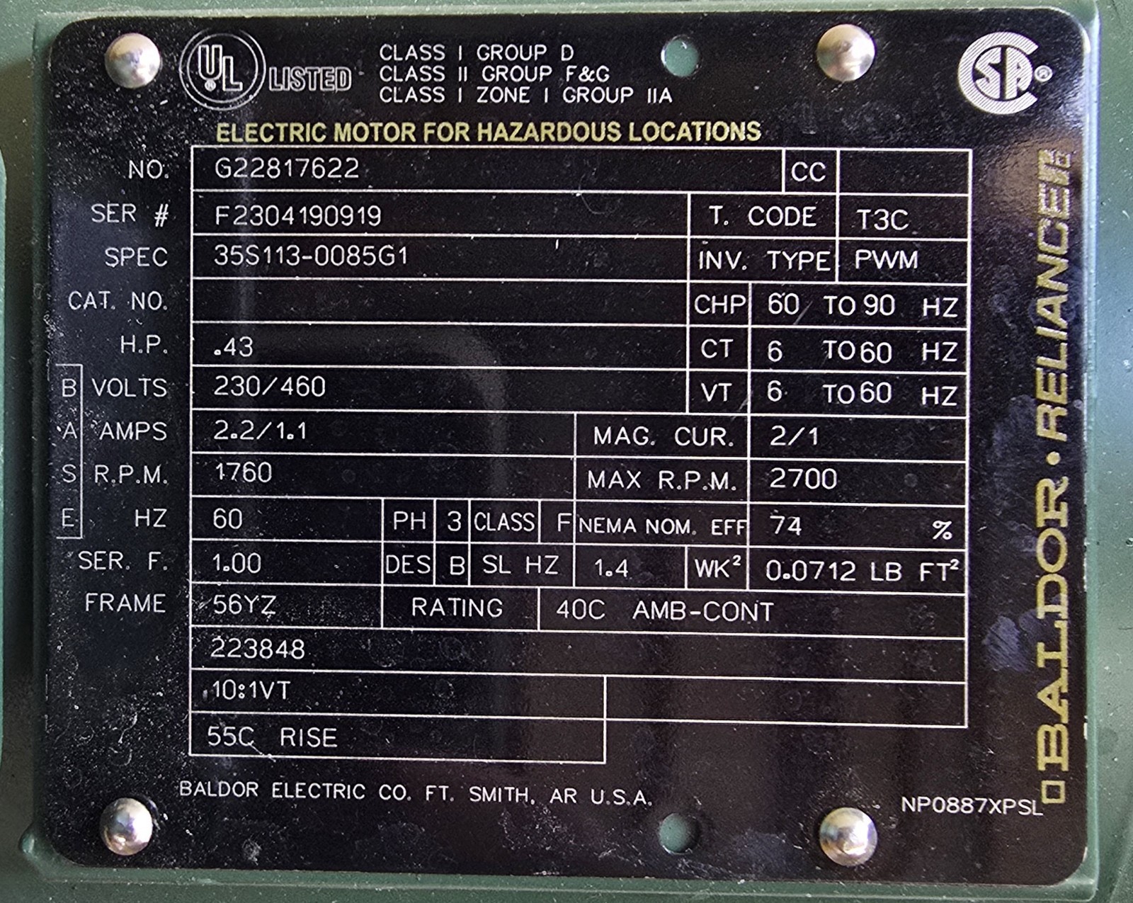 SPX FLOW Lightnin XJ30 Mixer CW Rotation 230/460V MFD 2023
