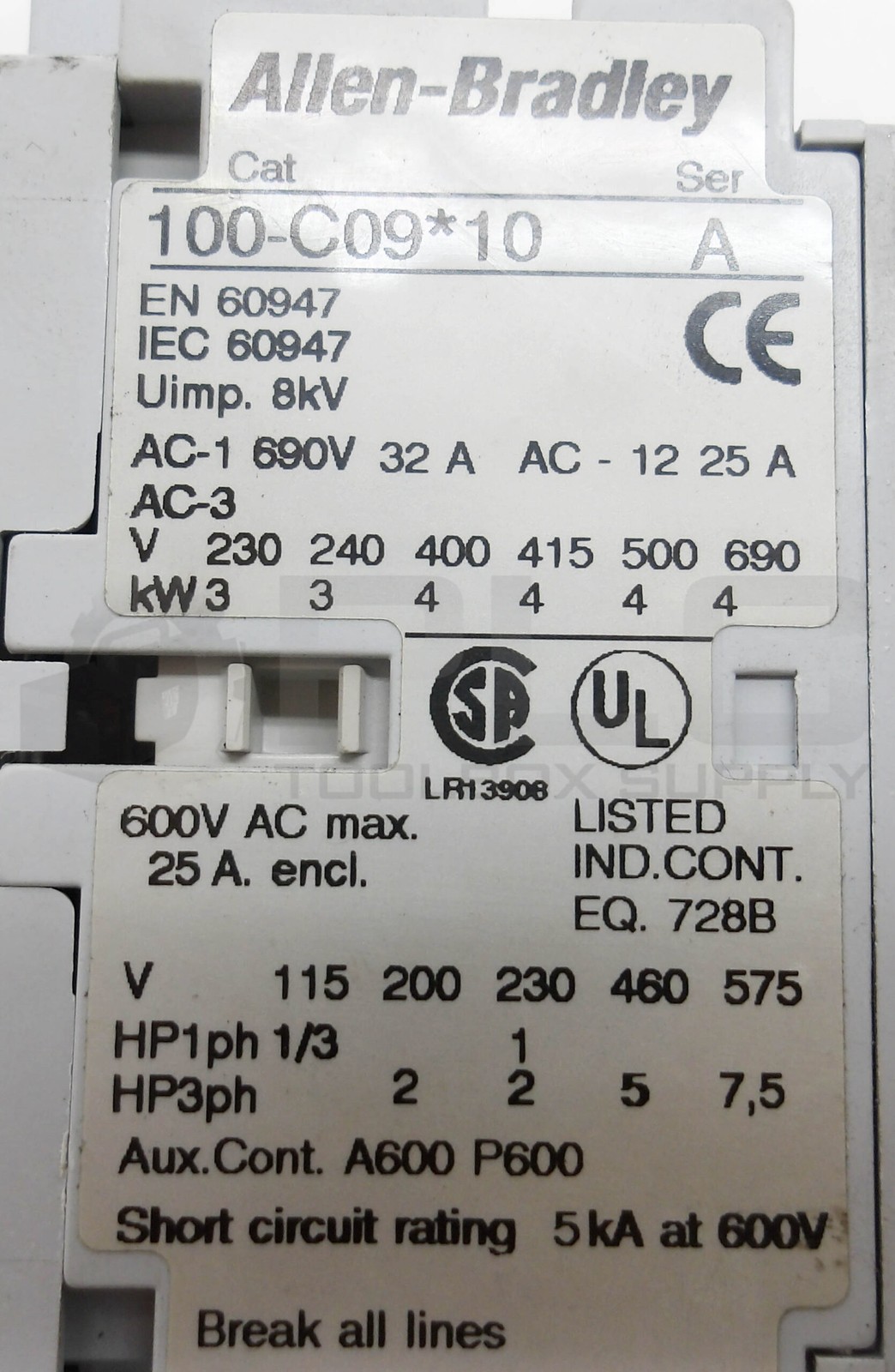 ALLEN BRADLEY 100-C09*10 /A CONTACTOR W/ 193-EA1CB /B OVERLOAD RELAY *READ*