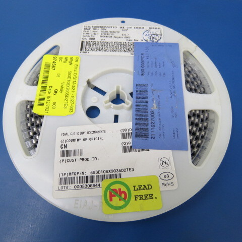 Vishay 593D106X9035D2TE3 Qty of 70 per Lot CAP TANT 10uF 35V 20% LOW ESR 7343