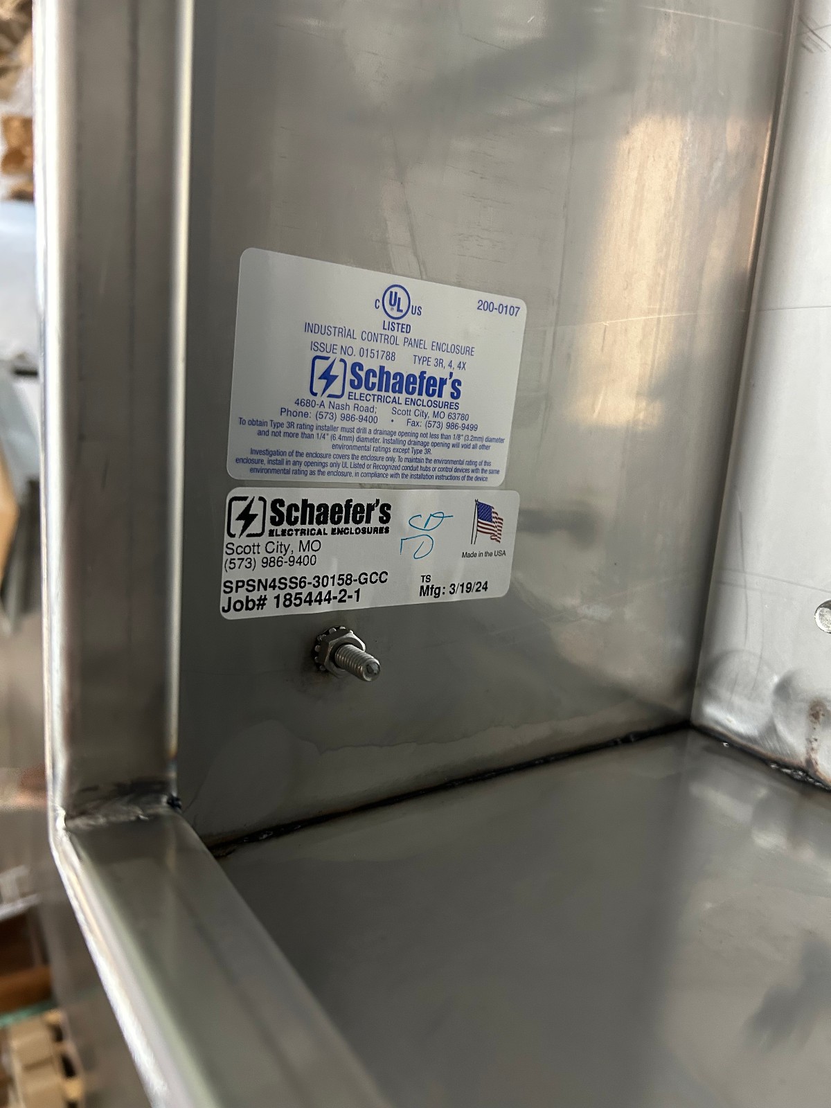 SCHAEFER SPSN4SS6-30158 30 X 15 X 8 316SS N4X DISCONNECT ENCLOSURE *NEW IN BOX!*