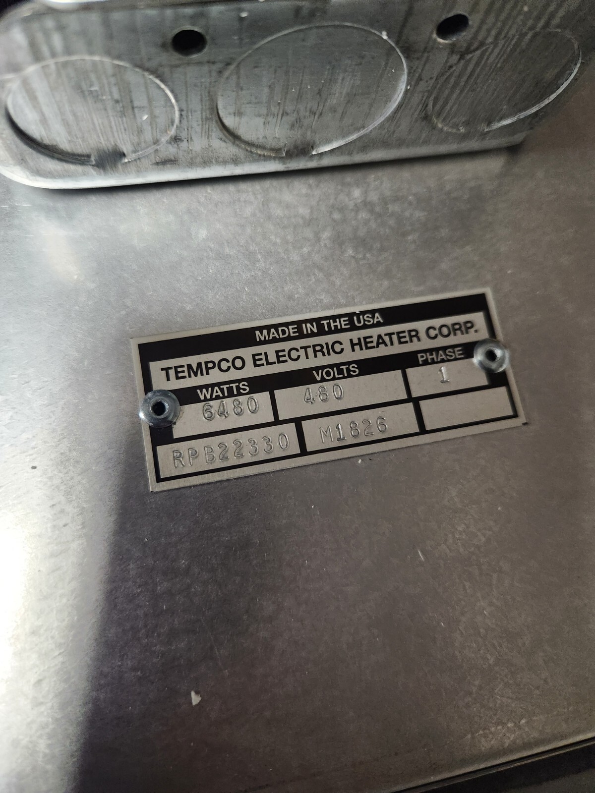 New Surplus Tempco 1ph 480v 6480w Radiant Process Panel Heater RPB22330
