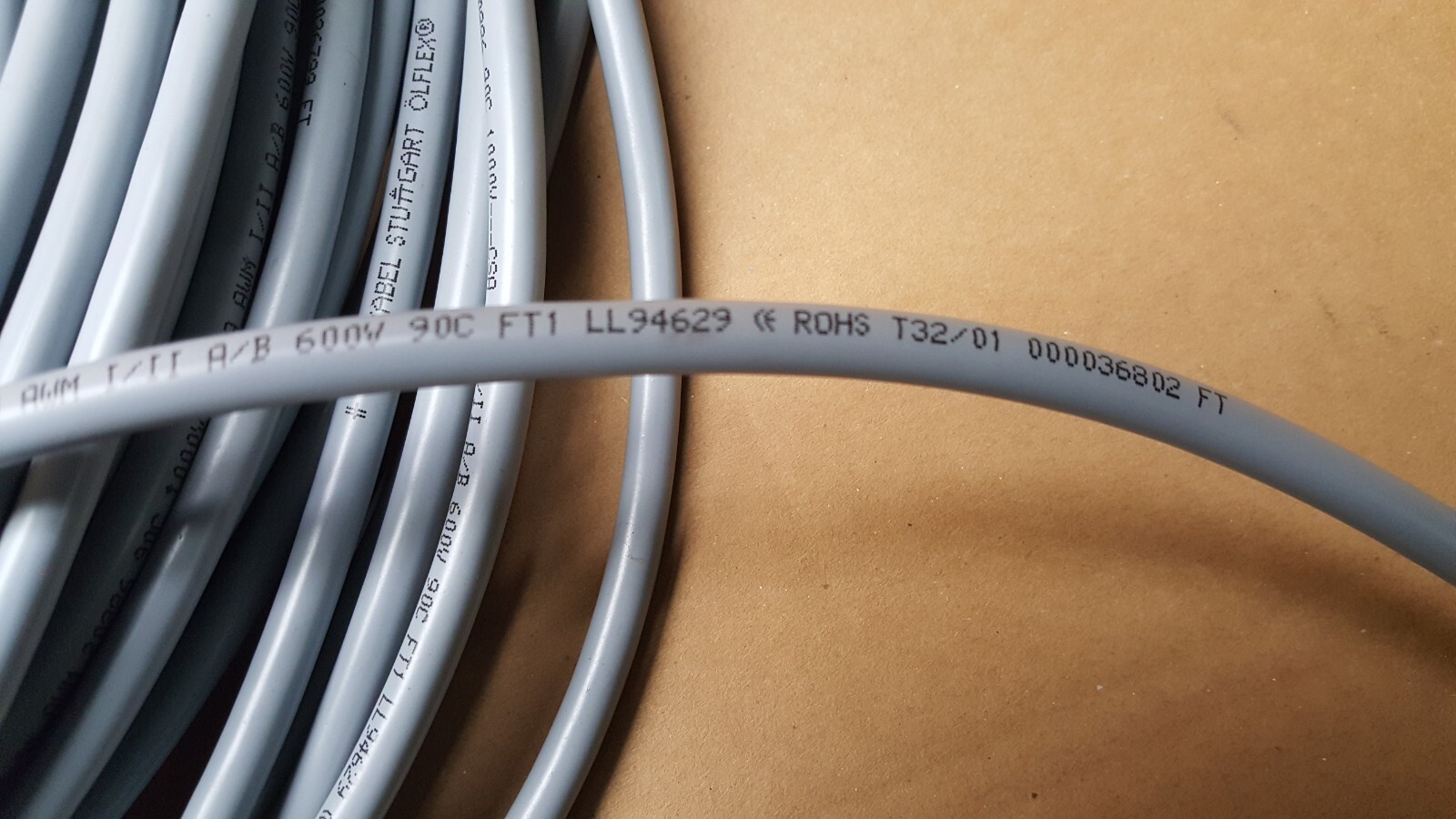 NEW LAPP KABEL E155920/20886 OLFLEX 190 Cable, 600V, 95 ft in 28″ sections .5 mm
