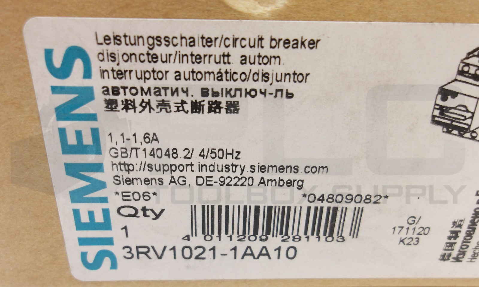 NEW SIEMENS 3RV1021-1AA10 CIRCUIT BREAKER CLASS 10