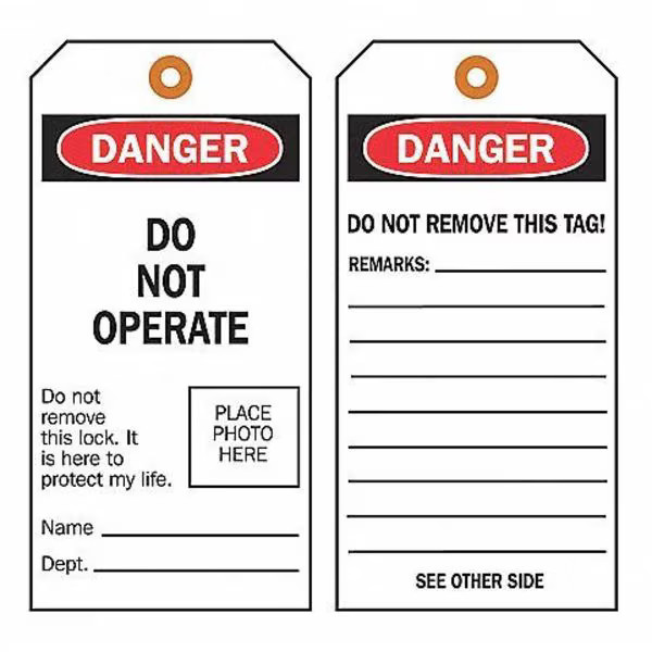 Brady Warning Tag, Warning Tags, Polyester, 7 in H x 4 in W, Black, Orange,