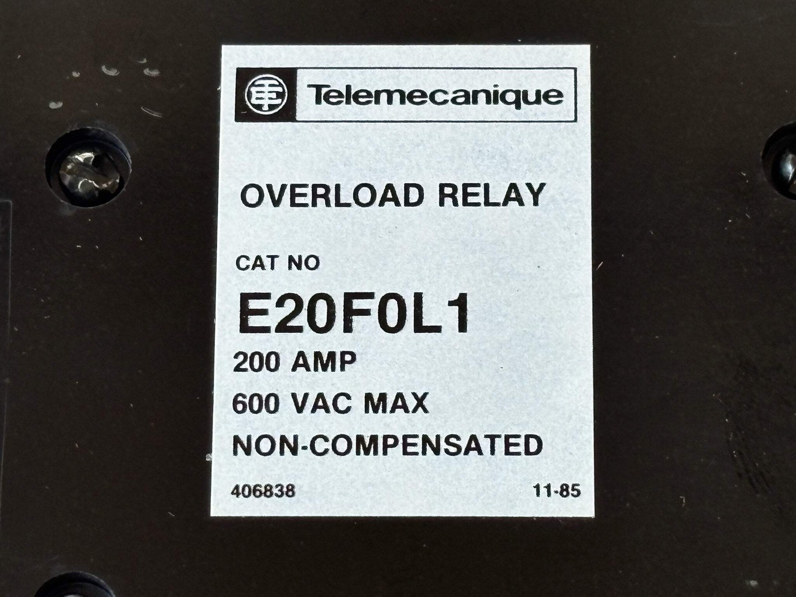 4PK Telemecanique E20F0L1 Size 4 Solid‑State Overload Relay Kit 85‑115 A 600 V