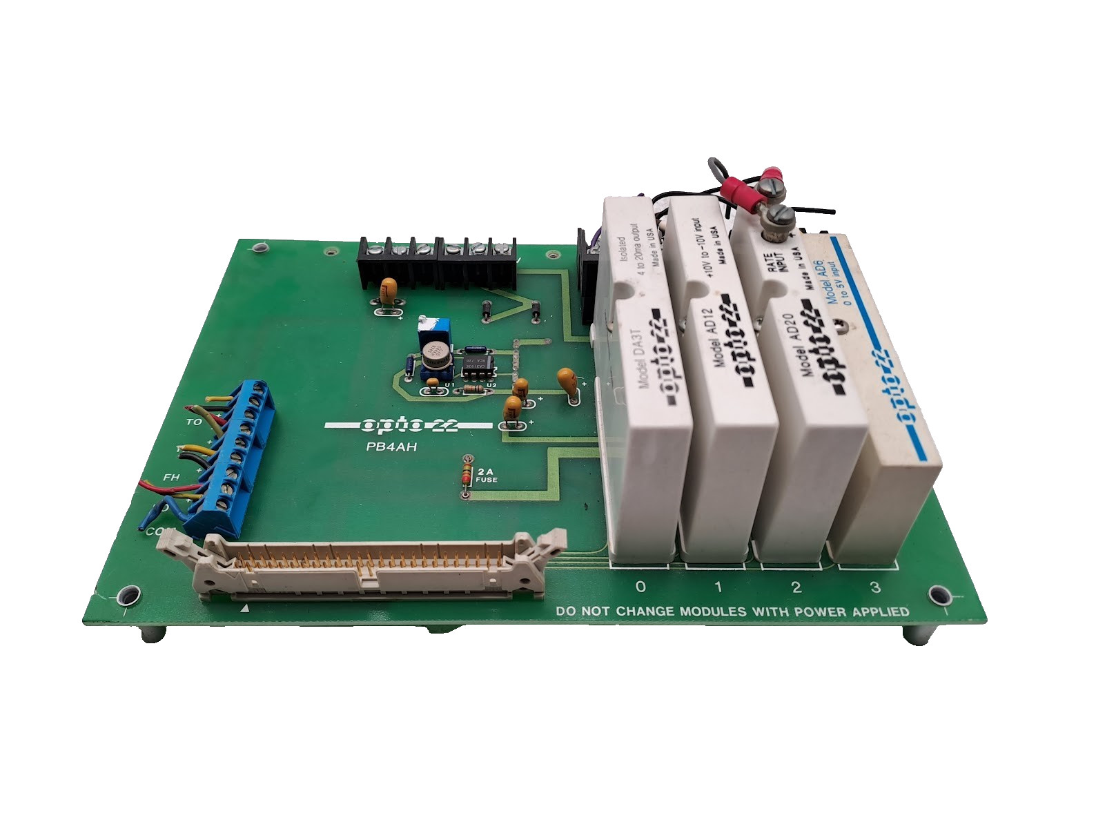Opto22 PB4AH Circuit Board W/Optp22 DA3T/AD12/AD20/AD6