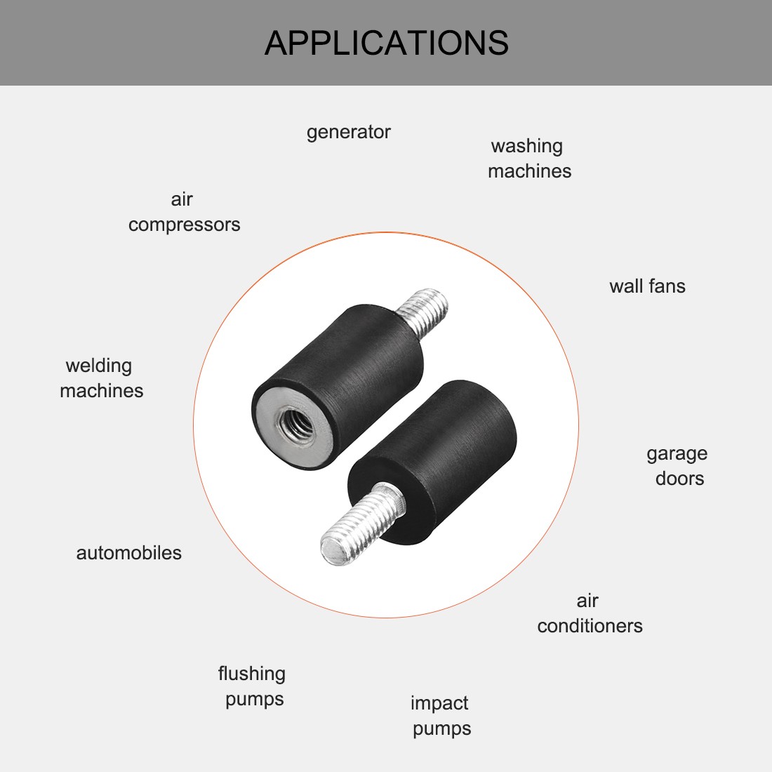 M4 Thread Male Female Rubber Mounts Vibration Isolators 10x15mm Black 8pcs