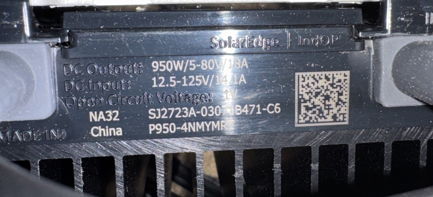 SolarEdge P-Series SE-P950-4NMYMRZ 950Watt 125VDC 2:1 Power Optimizer