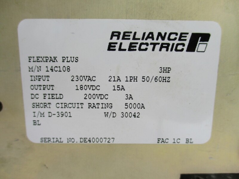 RELIANCE ELECTRIC 14C108 230VAC 21A UNMP
