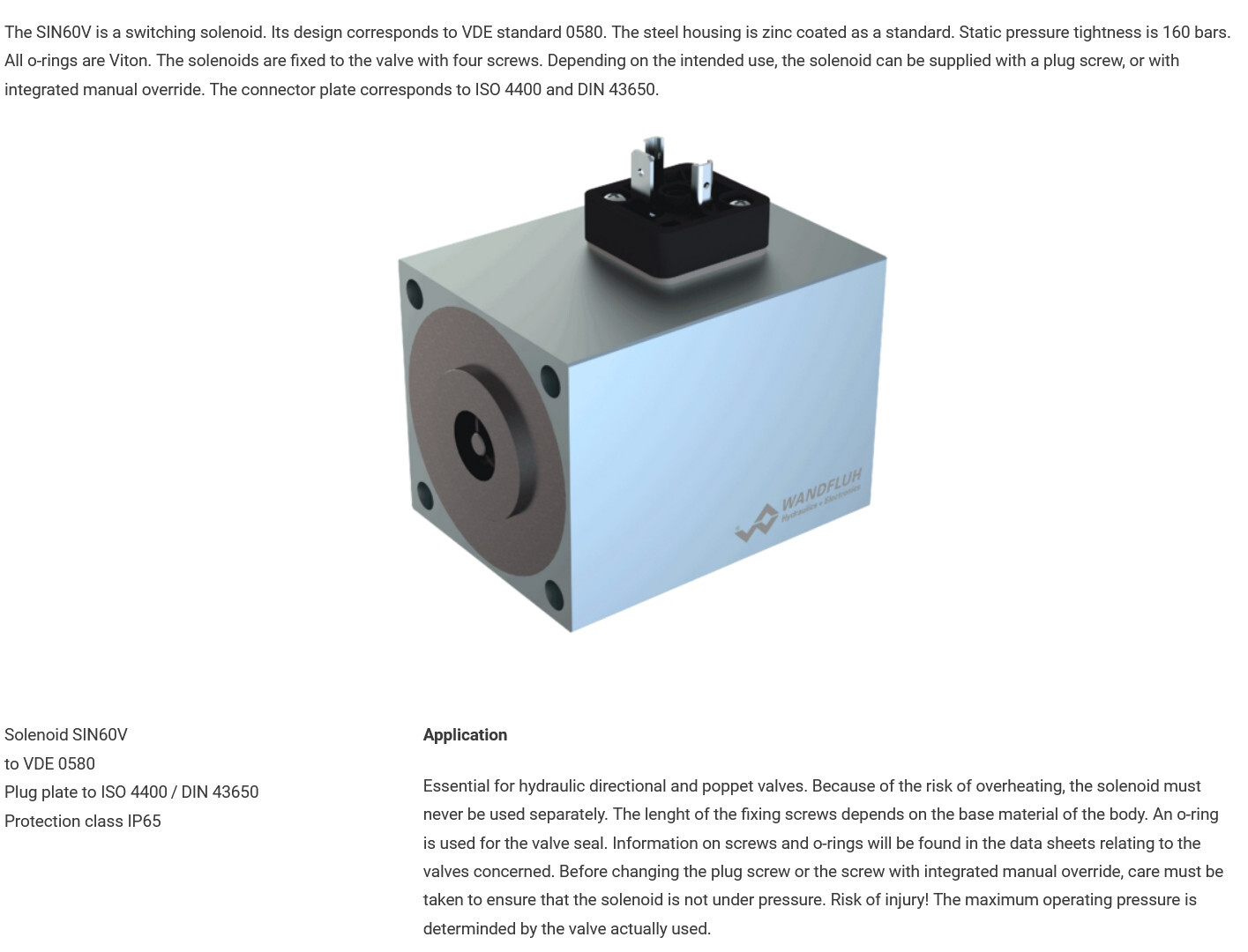 1 NEW WANDFLUH SIN60V-R110 SWITCHING SOLENOID NNB ***MAKE OFFER***
