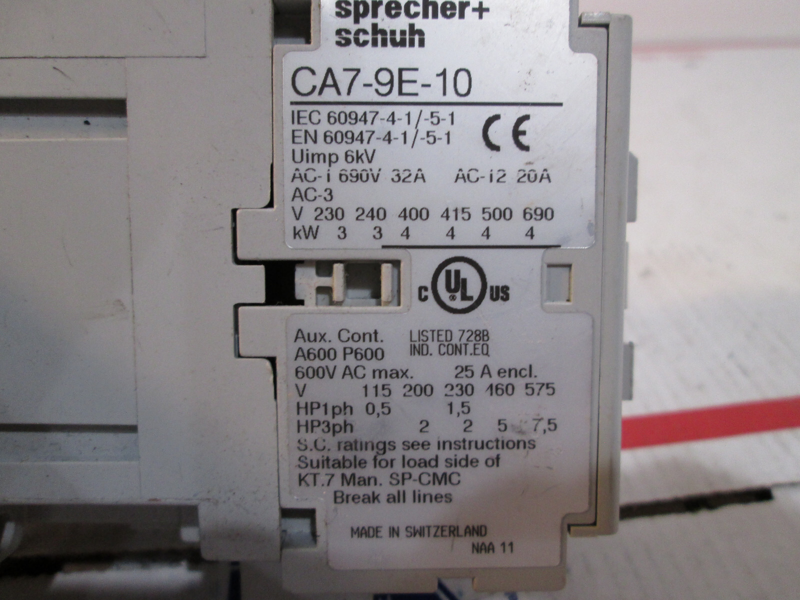 Sprecher + Schuh CA7-9E-10-24E Contactor 3P 24V DC E Coil CA7-9E-10