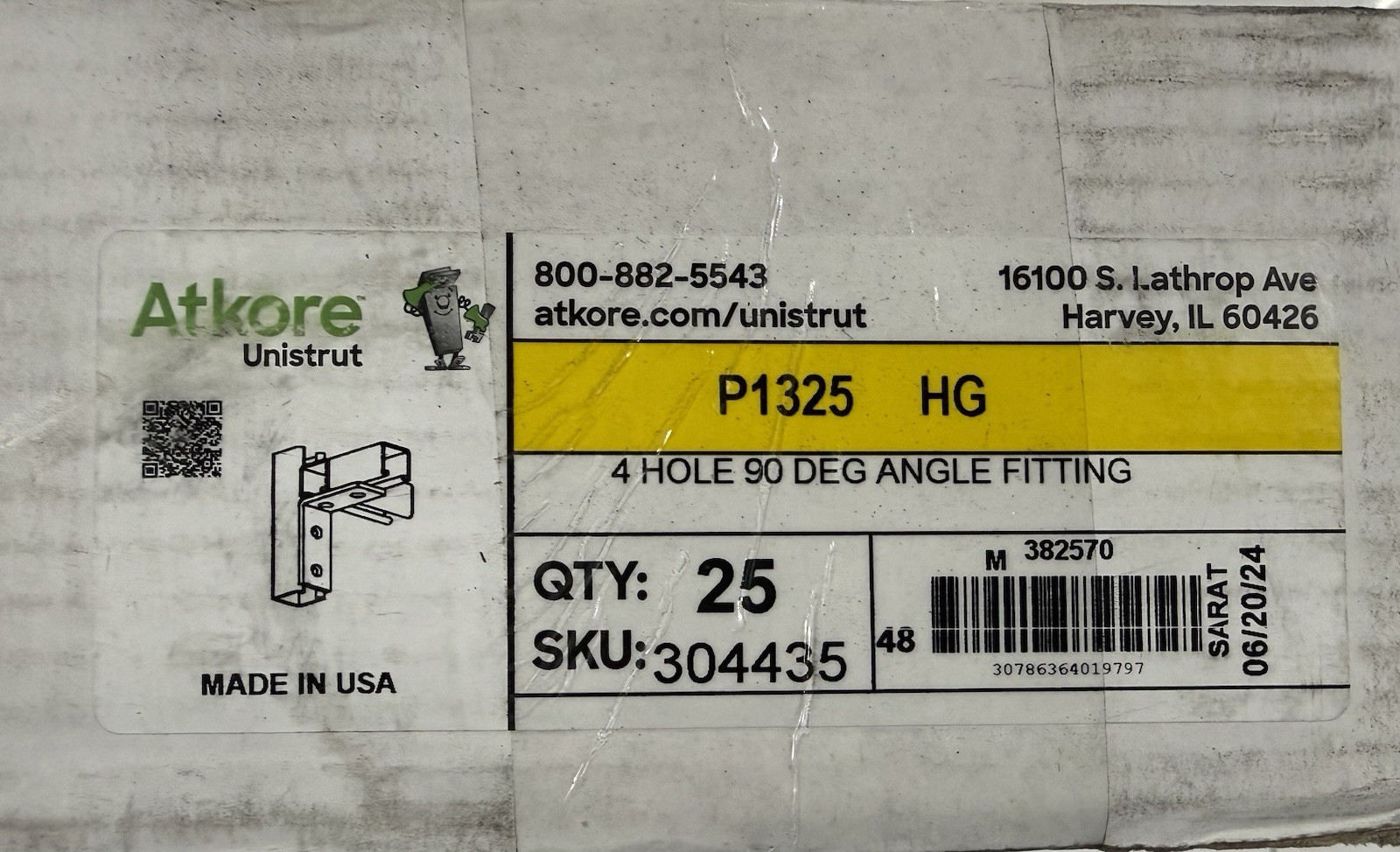 (25 PACK) Atkore Unistrut 4-hole 90 Degree Angle Fitting P1325 HG