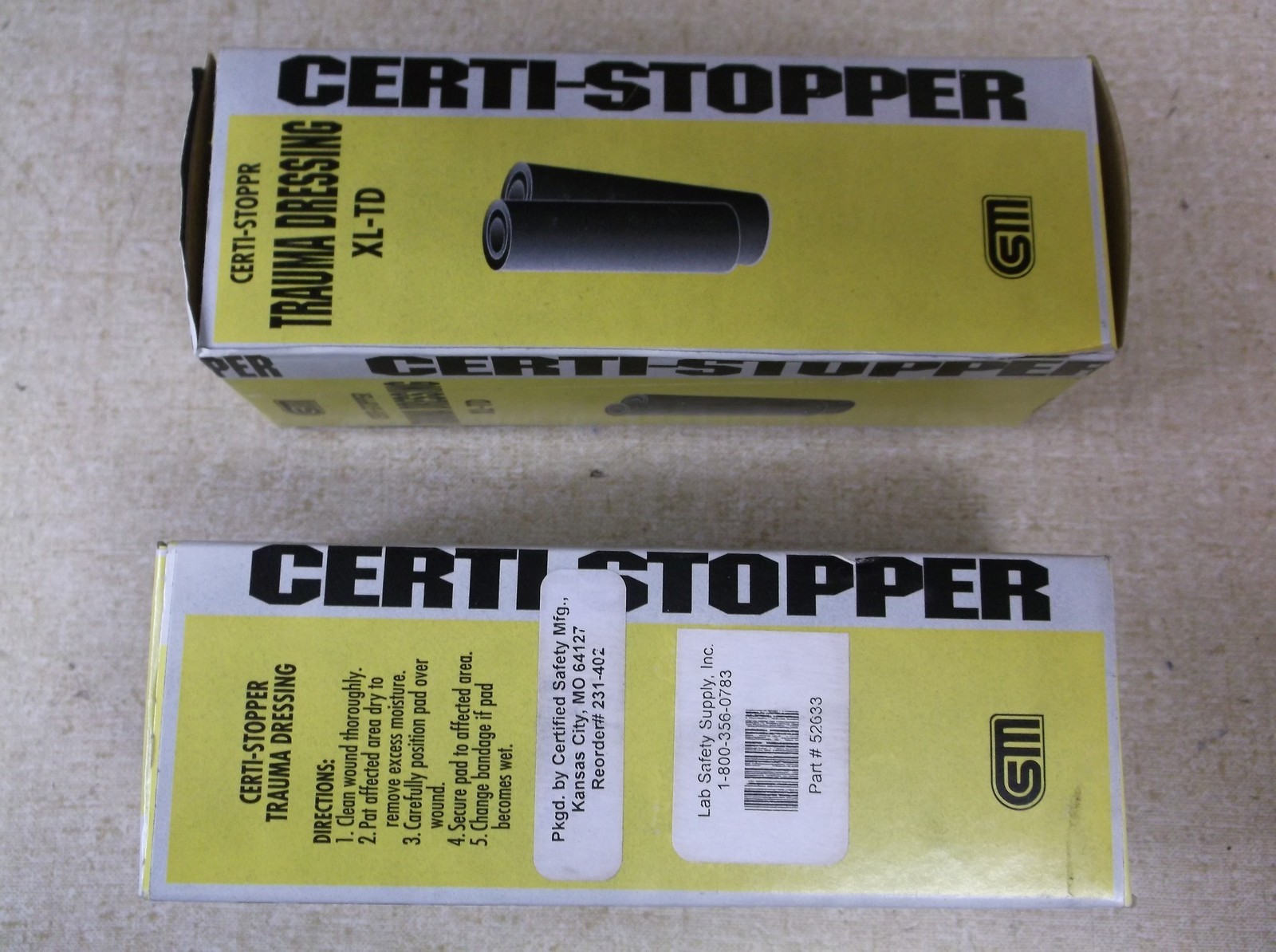Lot of 2 Certi-Stopper XL-TD Trauma Dressing Lab Safety Supply 52633 231-402