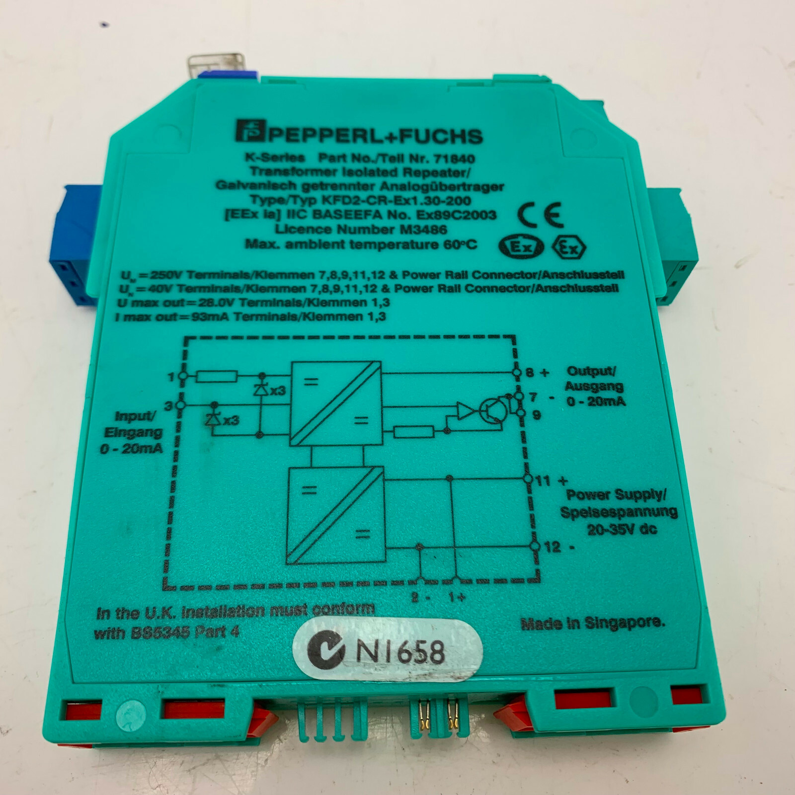 PEPPERL+FUCHS TRANSFORMER ISOLATED REPEATER KFD2-CR-Ex1.30-200 / 71840