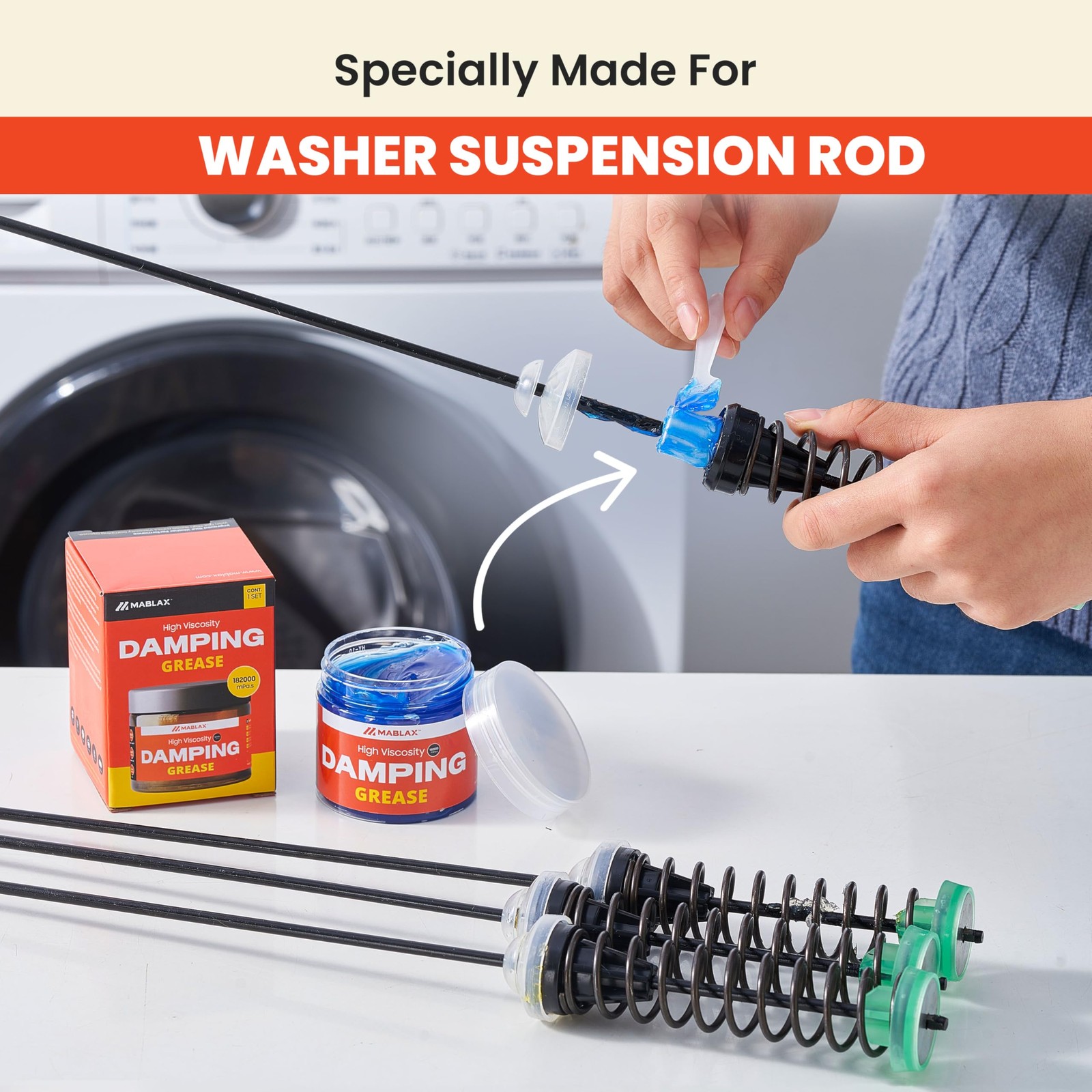 Damping Grease Kit for Washing Machine Suspension Rods with Foam Inserts | Hi…