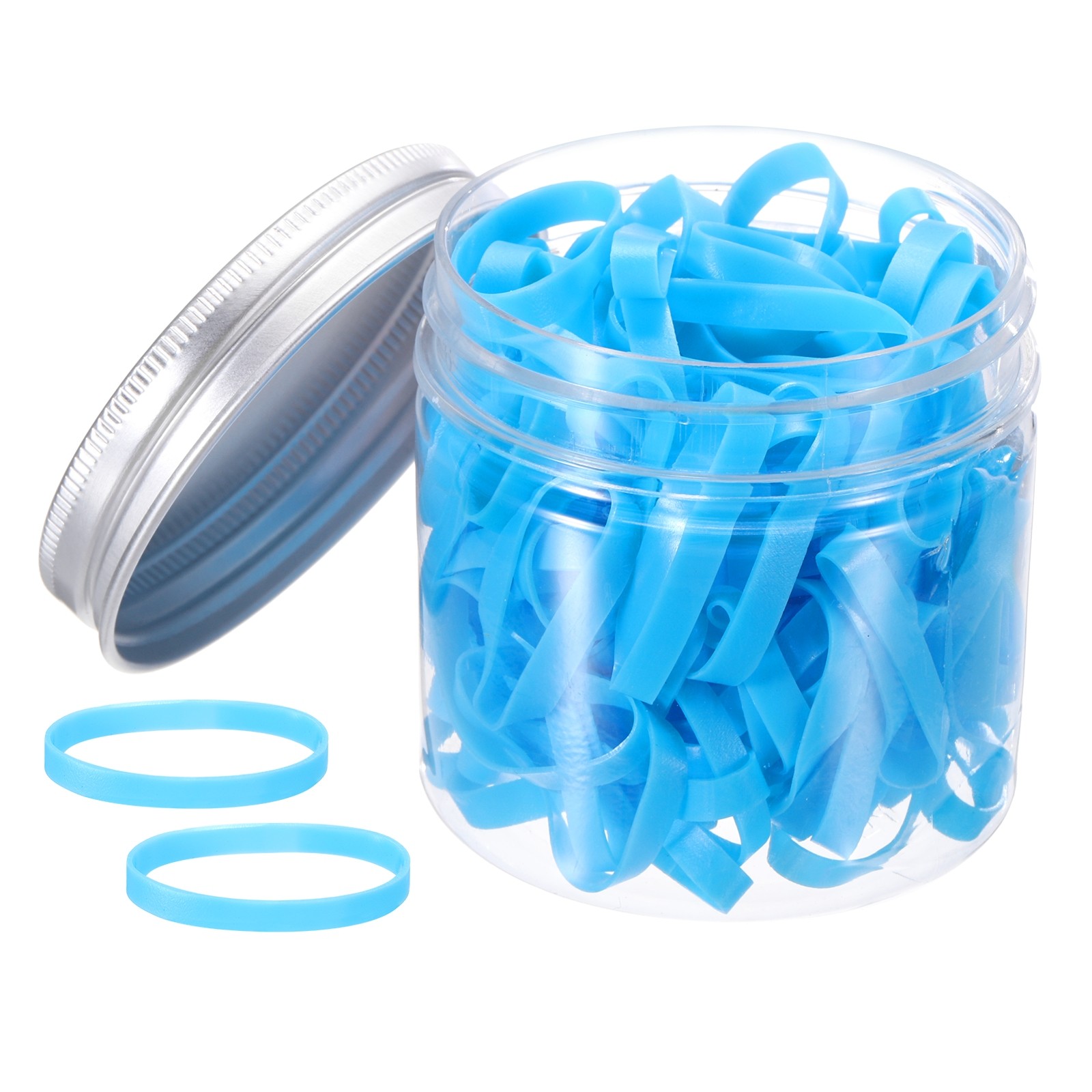 140 Pcs Rubber Band Colored Spots 25mm x 4mm Hair Rubber Bands, Sky Blue