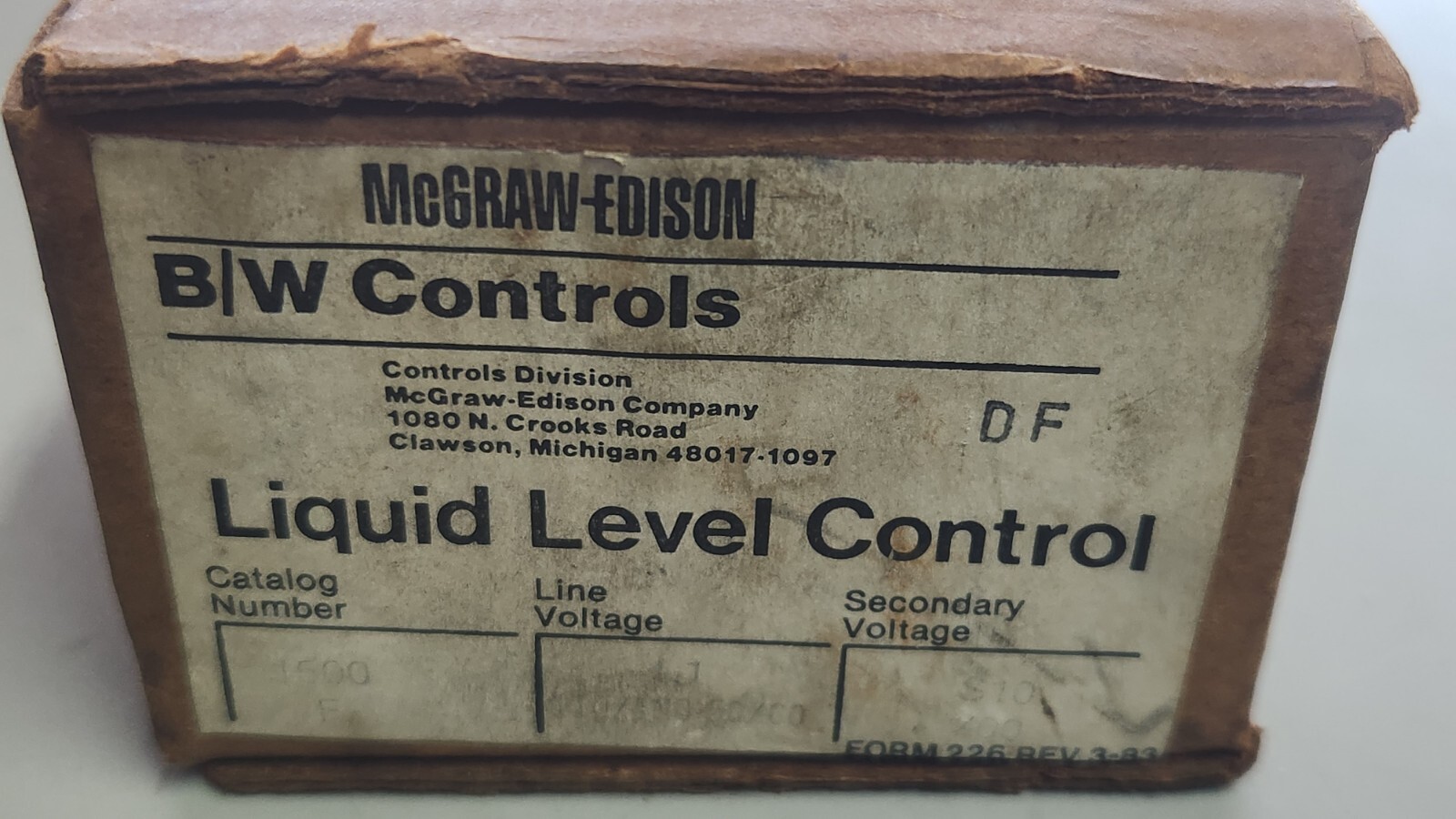 McGraw-Edison B/W Controls 1500F