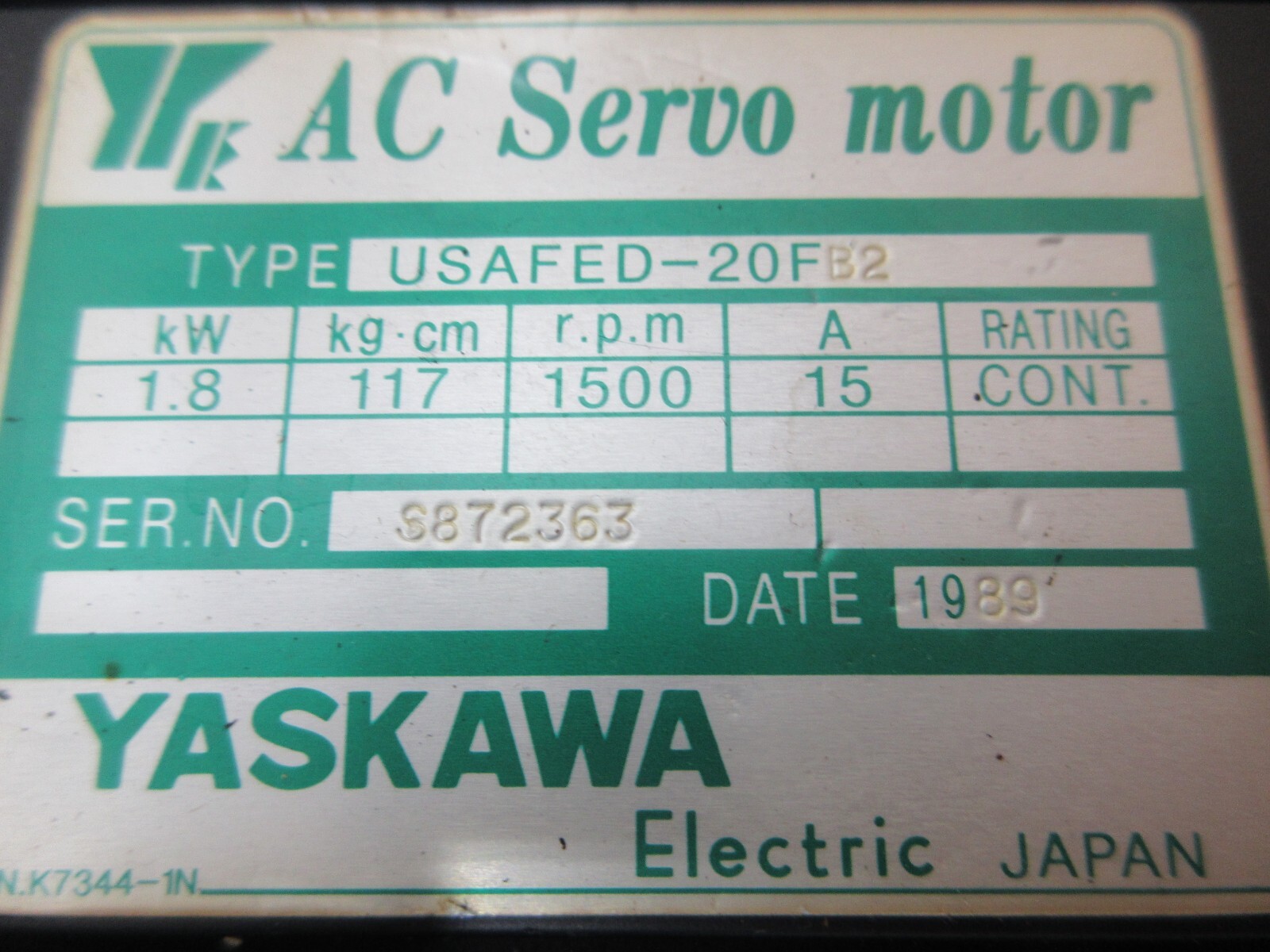 *SPECIAL PRICE* YASKAWA SERVO MOTOR CNC USAFED-20FB2 UTOPI-500UB