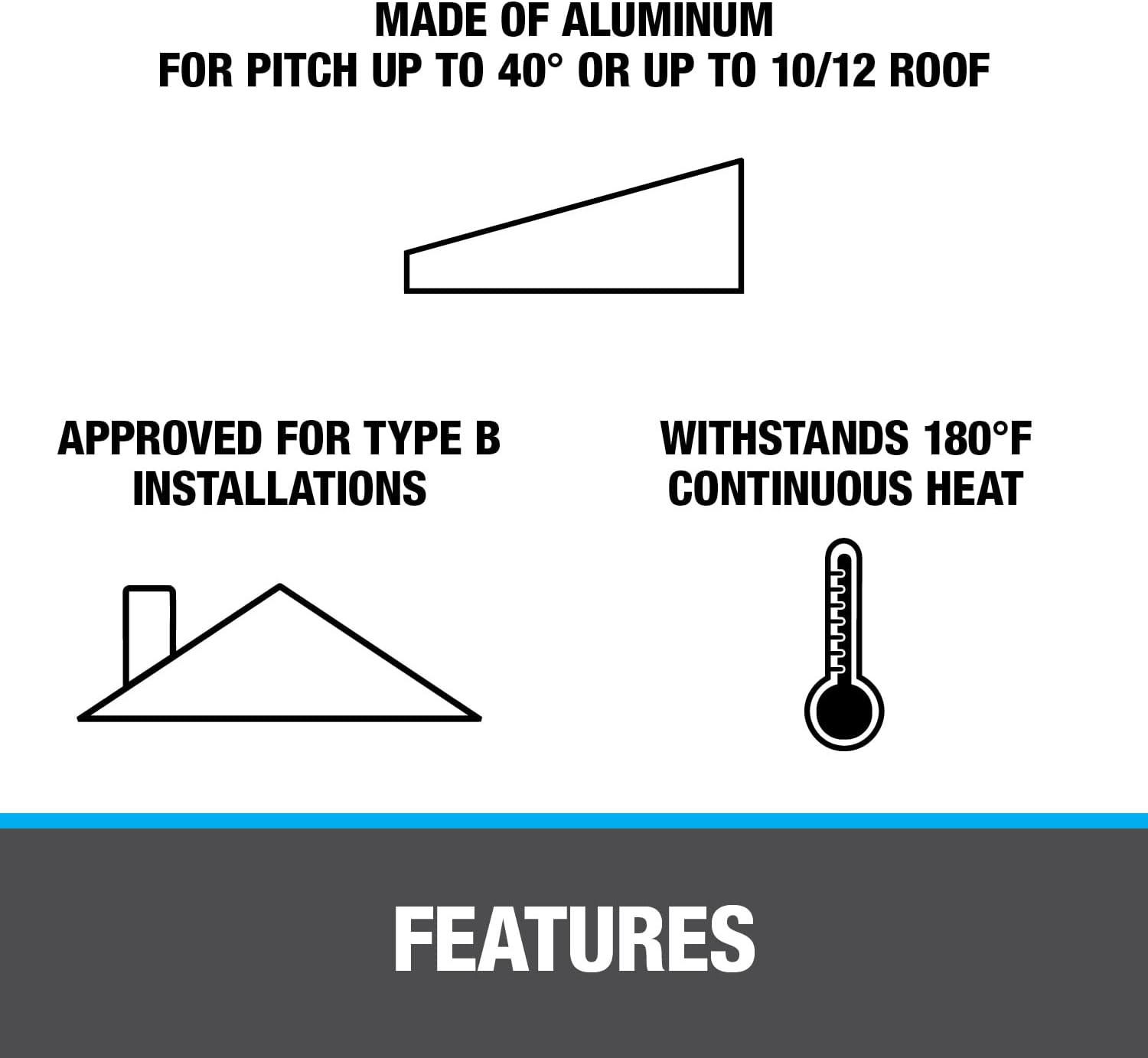 Oatey 12959 Aluminum No-Calk Roof Flashing 12″ X 15″ Base, 4″ Pipe Diameter