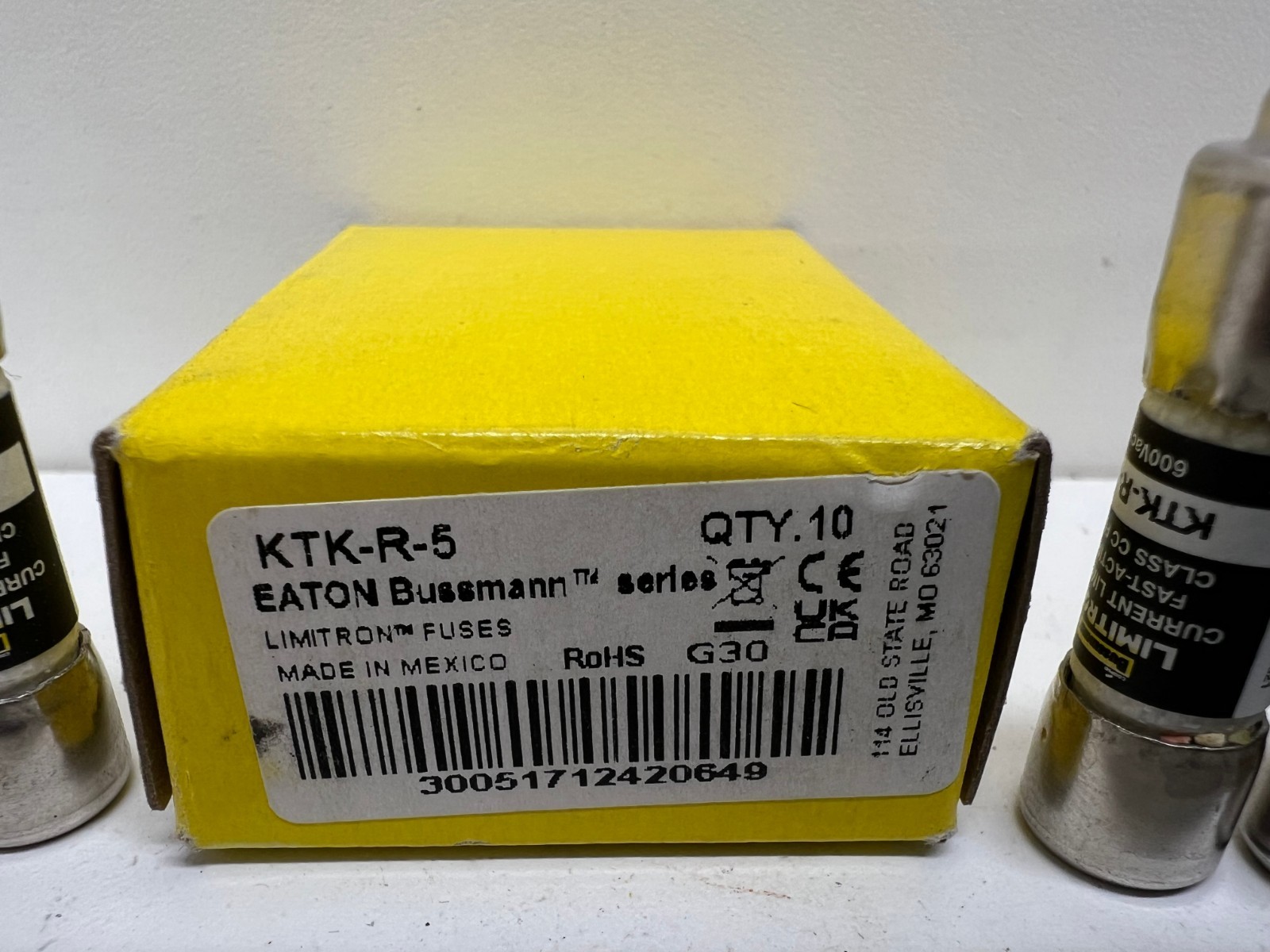 LOT OF (10) NEW IN BOX! EATON BUSSMANN 5A FAST-ACTING FUSES KTK-R-5