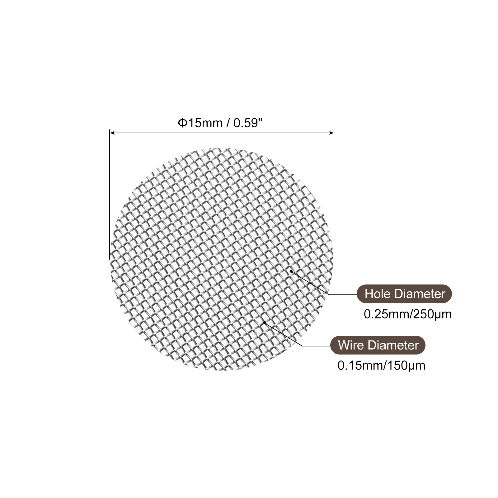 Pack of 100 Pipe Screen Stainless Steel Screens 9/16″ 15mm Diameter