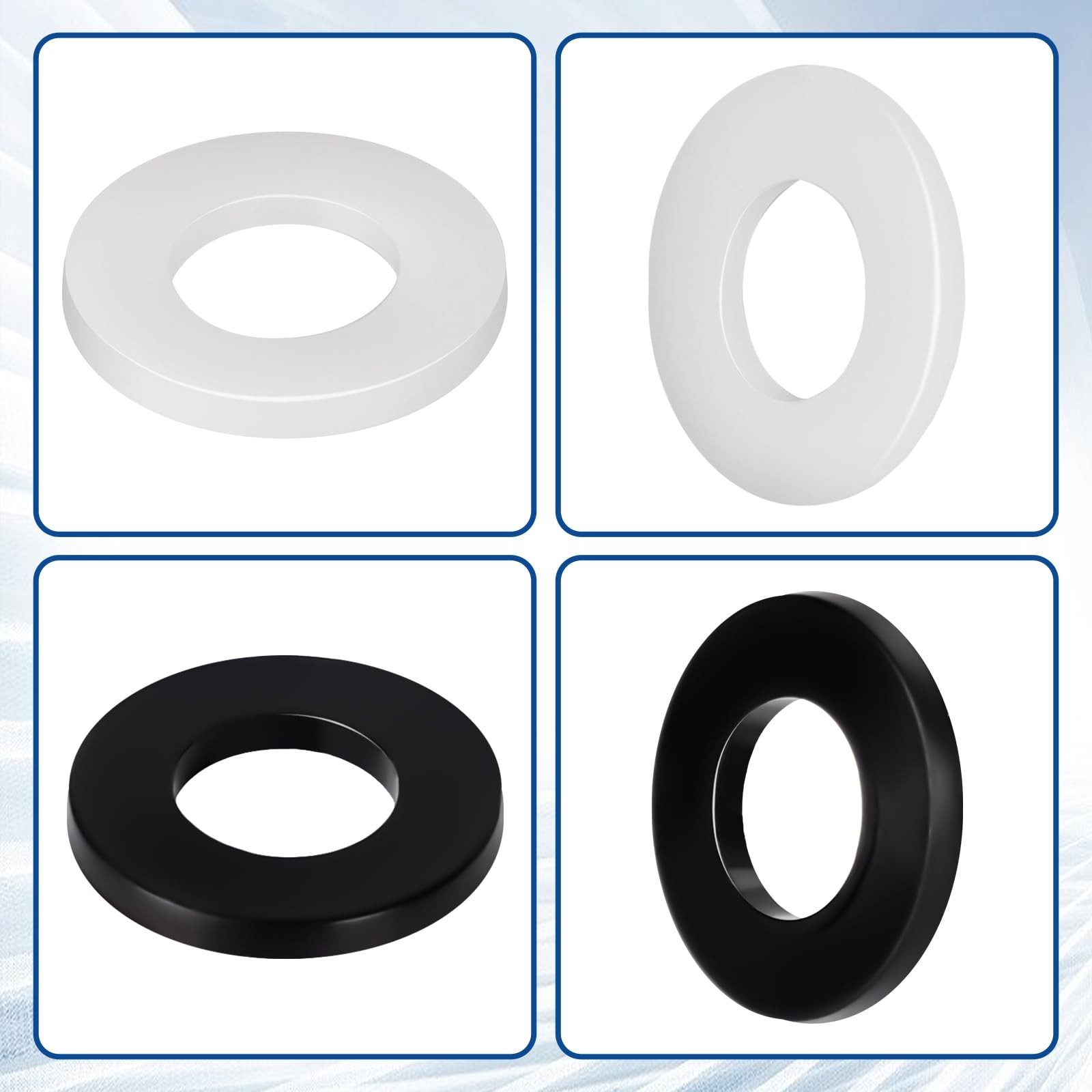 M4 Black Nylon Flat Washers, 4mm ID 9mm OD 1mm Thickness Plastic Sealing Gask…