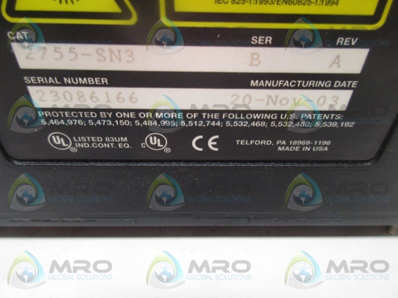 ACCU-SORT 2755-SN3 ADAPTASCAN BARCODE READER NSNP