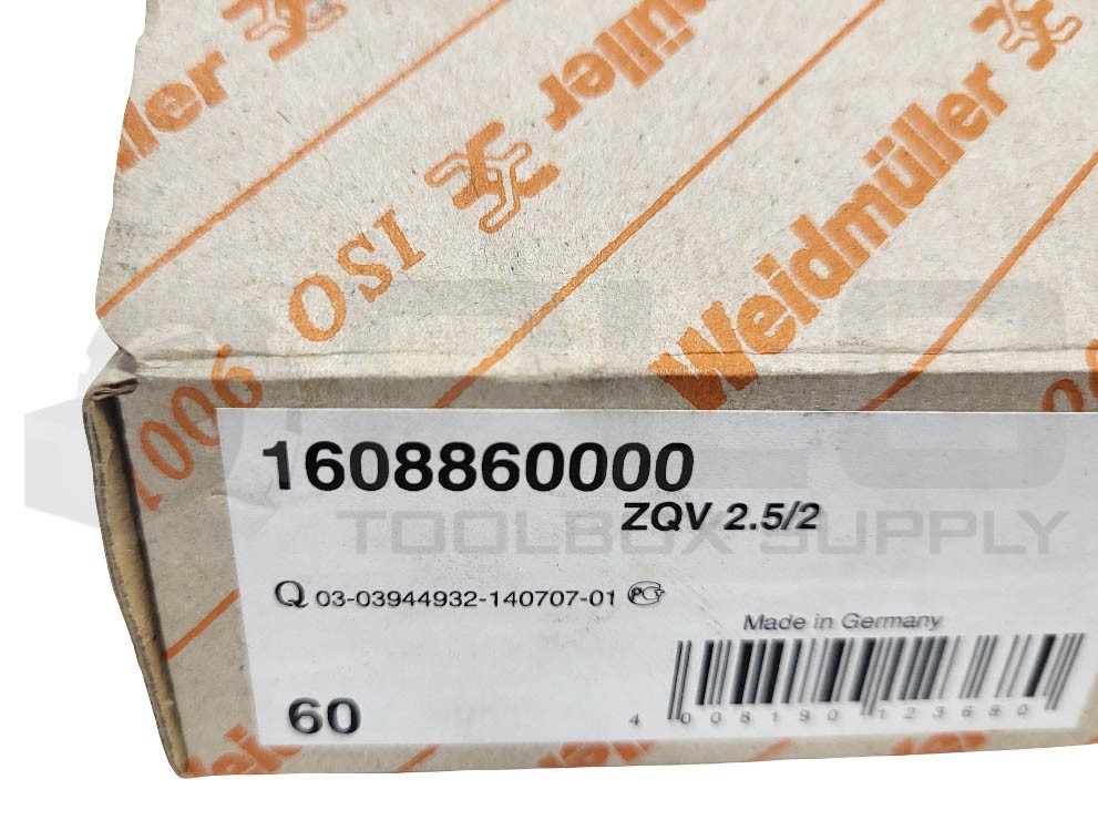 BOX OF 60 NEW WEIDMULLER 1608860000 ZQV 2.5/2 CROSS CONNECTOR 24A