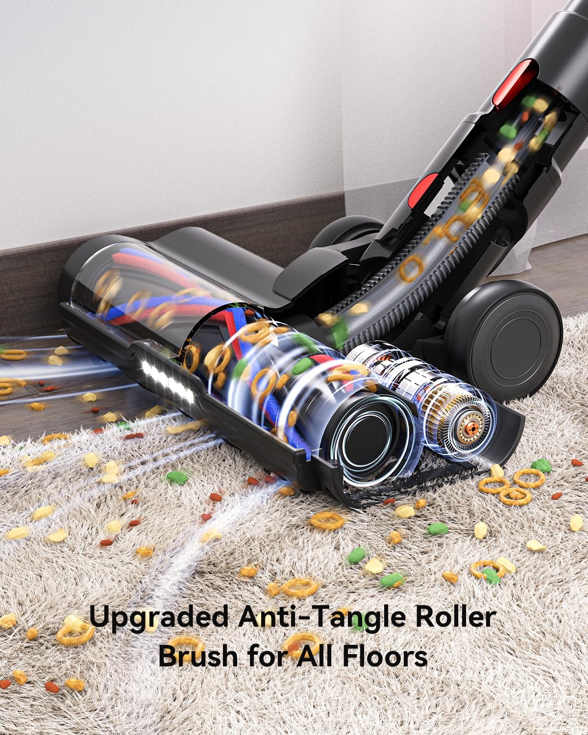 Cordless Vacuum Cleaner, Upgraded 55KPA 650W 70Mins Stick with Red