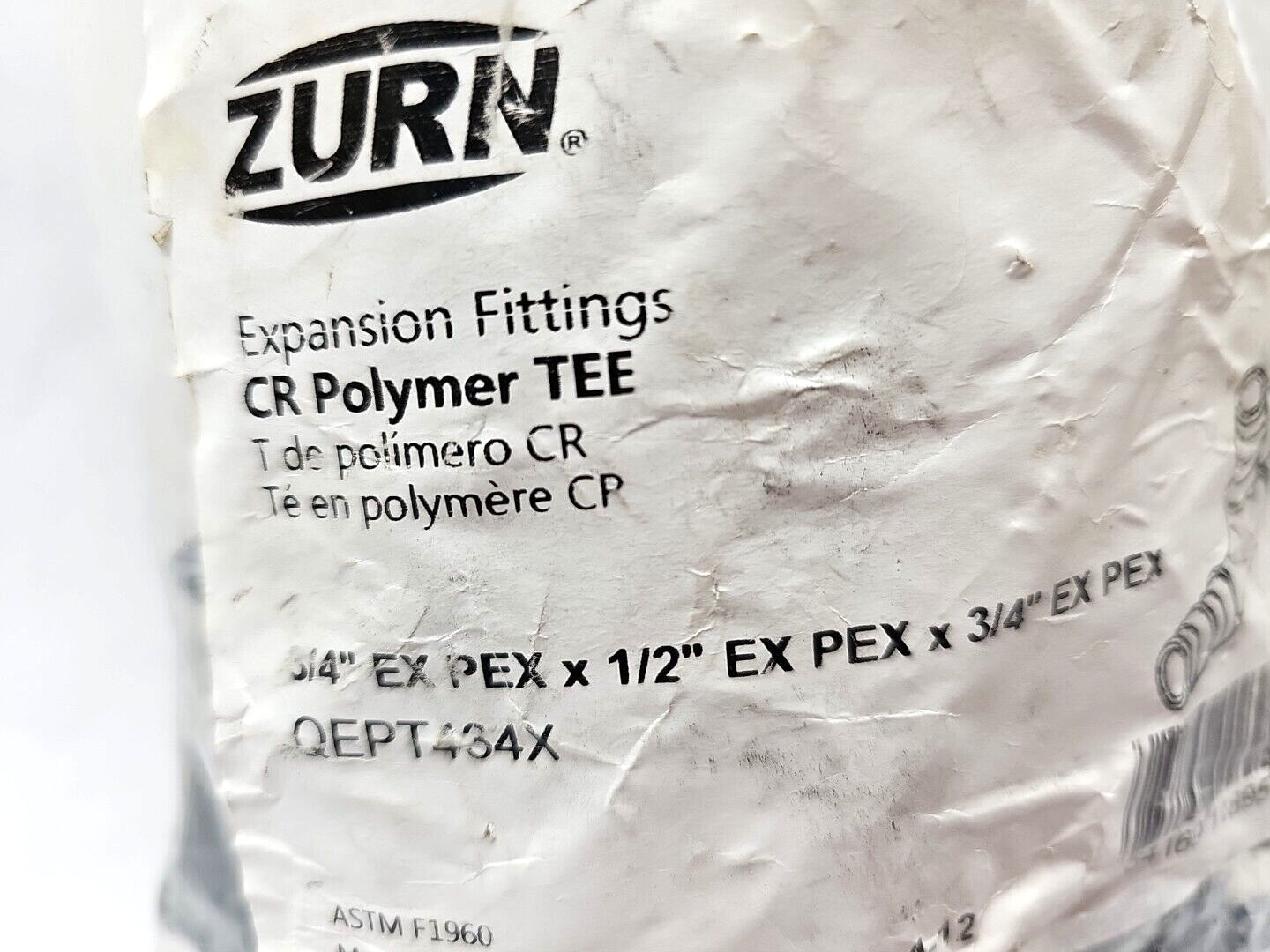 Lot of 5 Zurn QEPT434X Expansion CR Polymer TEE 3/4 EX PEX X 1/2 EX PEX X 3/4 EX