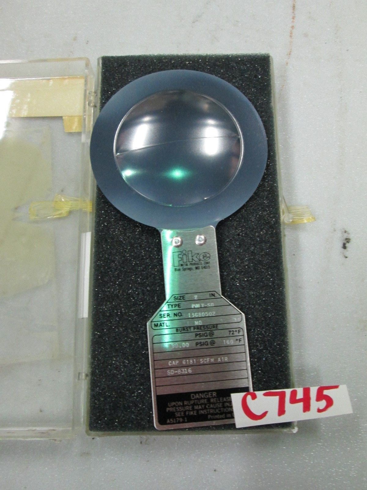Fike 2″ Rupture Disc Lot #13680502 150.00 PSIG @ 160F Type: POLY-SD (NIB)