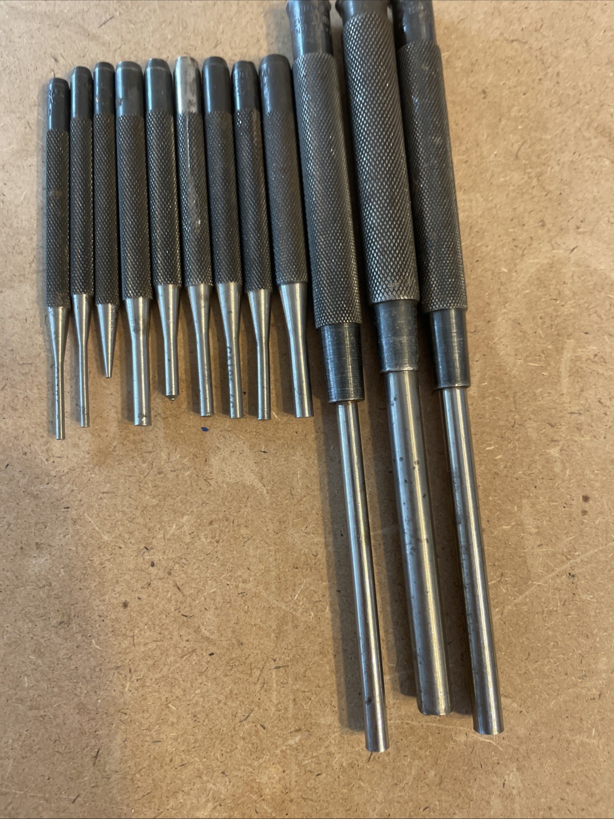 12 General Tools manual Drive Pin Punches. Some smashed heads.