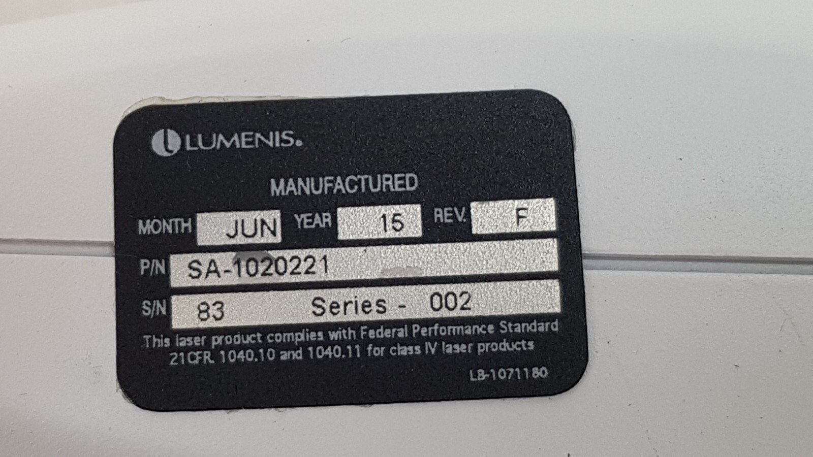 LUMENIS Q-SWITCHED ND: YAG Treatment Head Handpiece SA-1020221