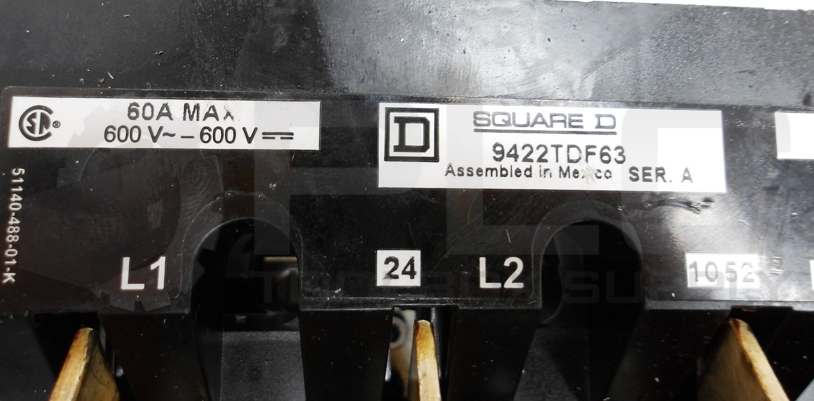 SQUARE D 9422TDF63 /A DISCONNECT SWITCH W/ 9422CFT30 /A W/ (3) LPJ-40SP