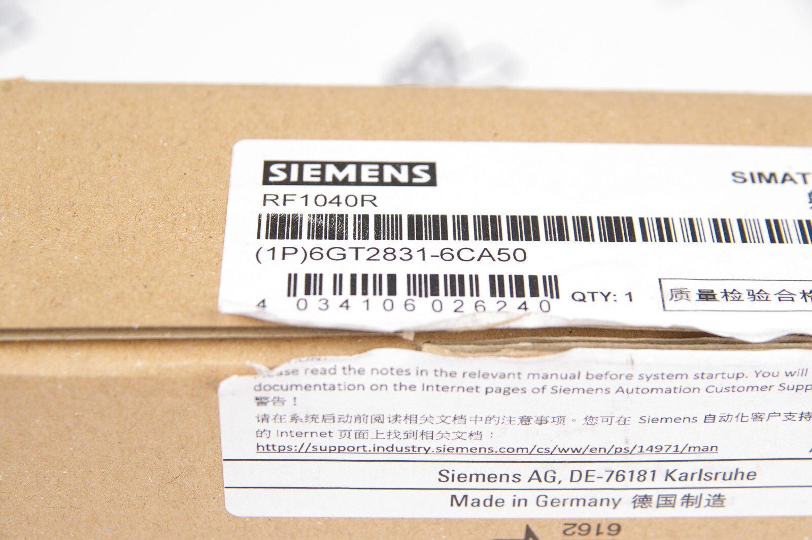 Siemens 6GT2831-6CA50 SIMATIC RF1000 Access Control Reader RF1040R