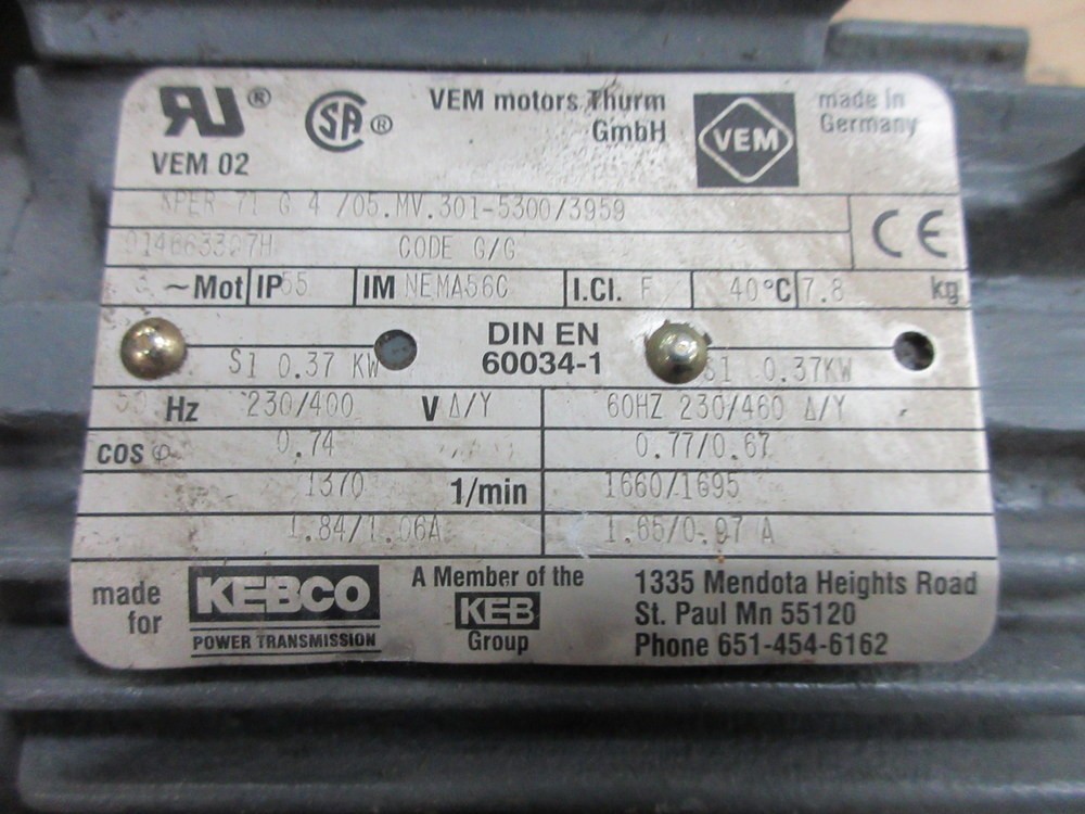 VEM KPER71G4/05.MV.301-5300/3959 Kebco Motor