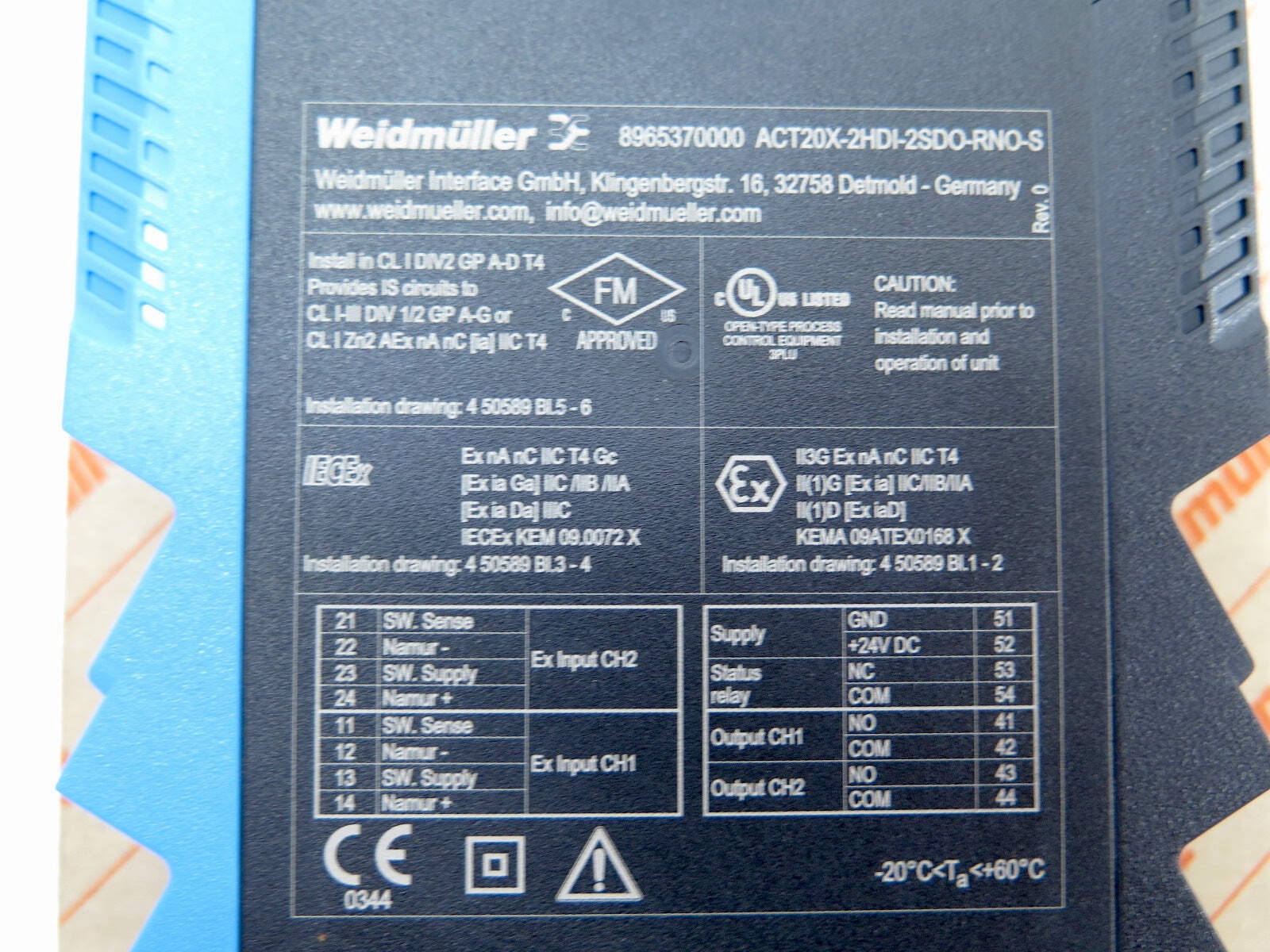 Weidmuller ACT20X-2HDI-2SDO-RNO-S Signal Isolating Converter