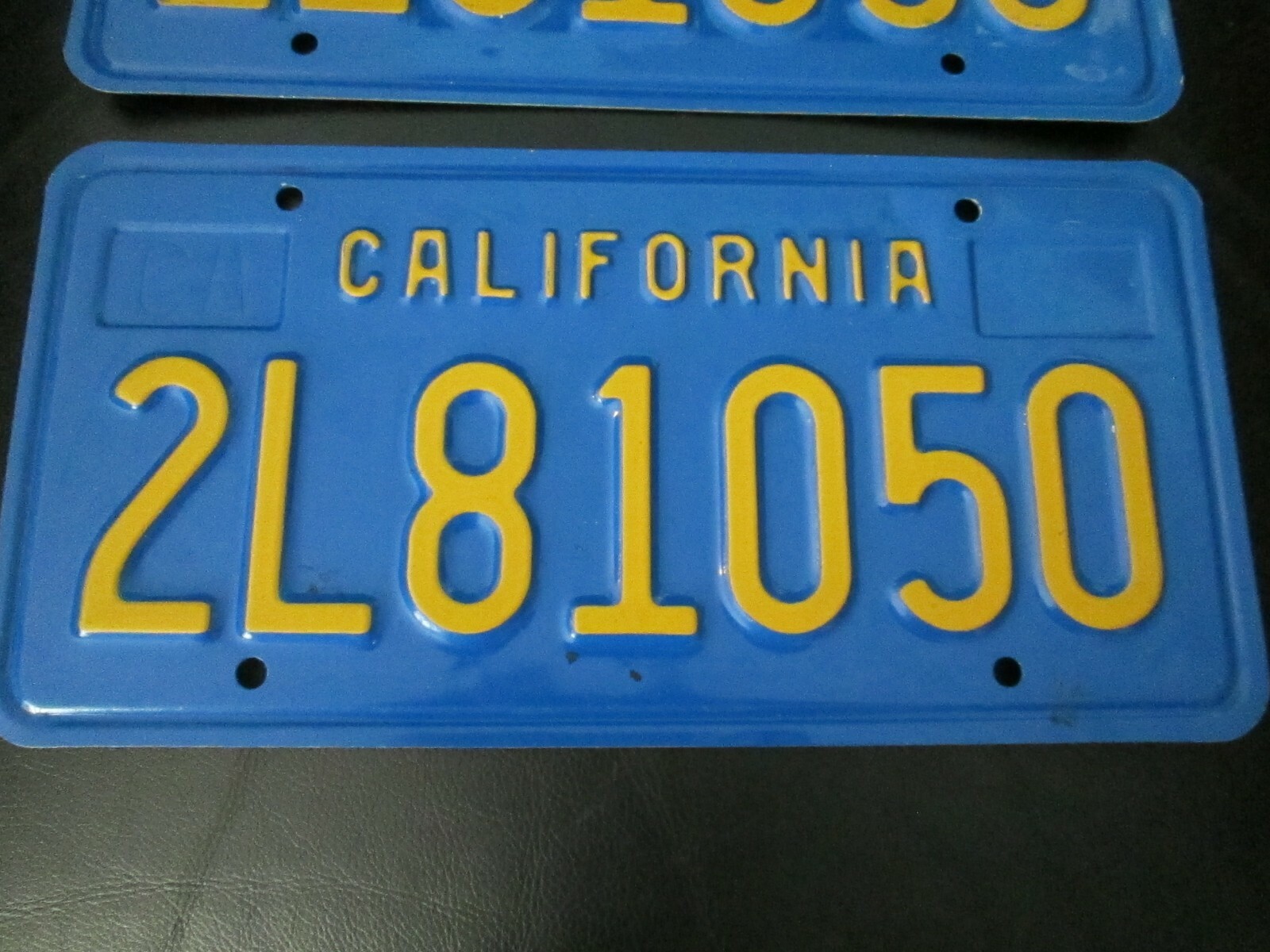 Set of 2 Matching California CA Blue & Yellow Vintage License Plates 1980s