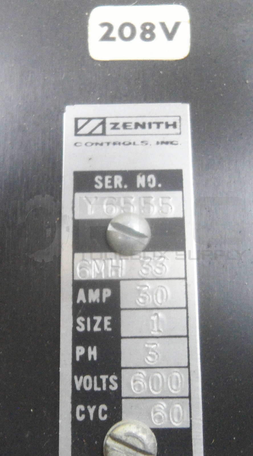 NEW ZENITH Y6555 REMOTE CONTROL SWITCH 6MH 33 30A SIZE 1 3PH 600V 60CYC