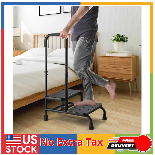 Step Stool with Handle, Non Slip Platform and Adjustable Handrail, Two Step S…