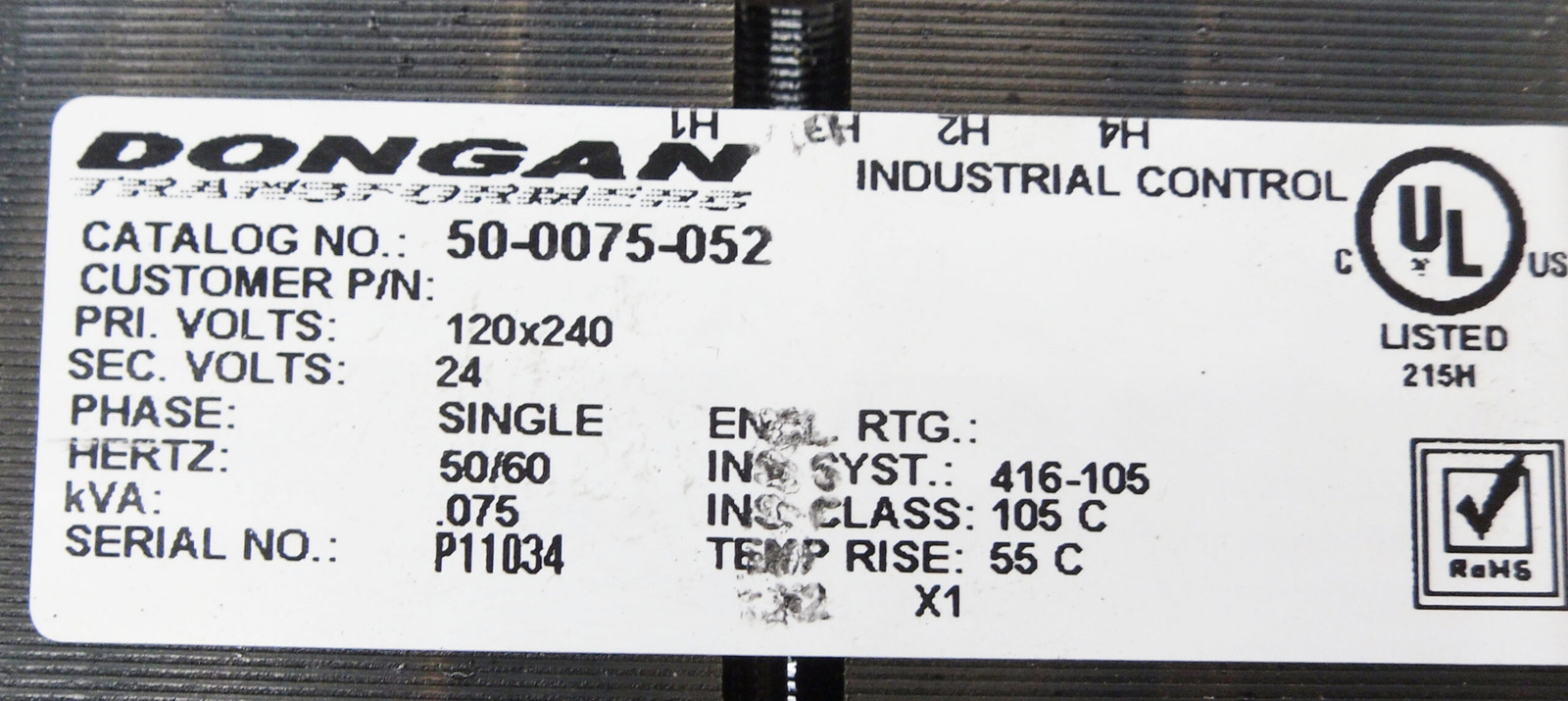 NEW DONGAN 50-0075-052 TRANSFORMER 120-240V 50/60HZ