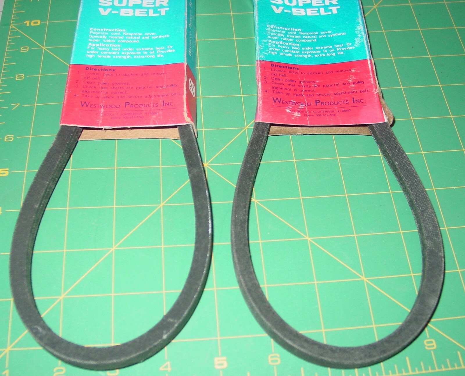 LOT OF 2 Westwood 4L-370 SUPER V-BELT HEAVY LOAD EXTREME OIL HEAT NOS USA MADE