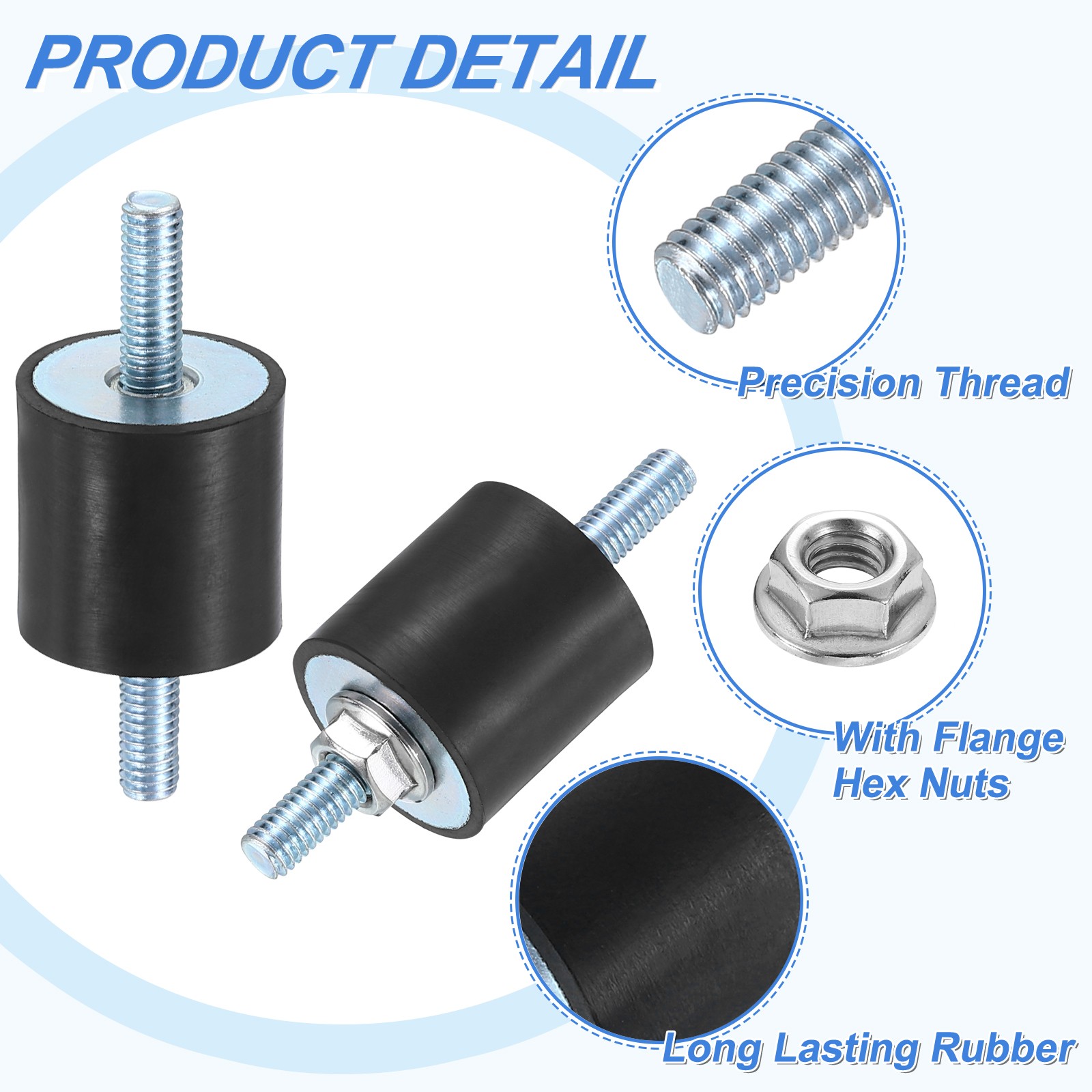 M6 x 18mm Rubber Mounts, 25 x 24mm Rubber Vibration Isolator with Nuts