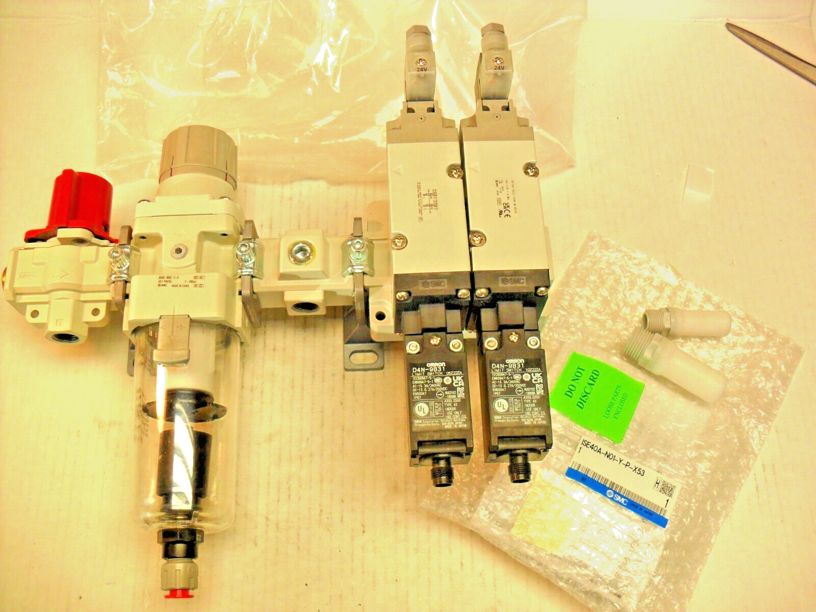 SMC Air Supply, AW40-N04C-Z-A, x2 OMRON D4N-9B31,VHS40-N04B-Z, Brackets, & More,